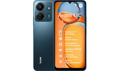 Smartphone »Redmi 13C 4GB+128GB«, Blau, 17,1 cm/6,74 Zoll, 128 GB Speicherplatz, 50 MP...