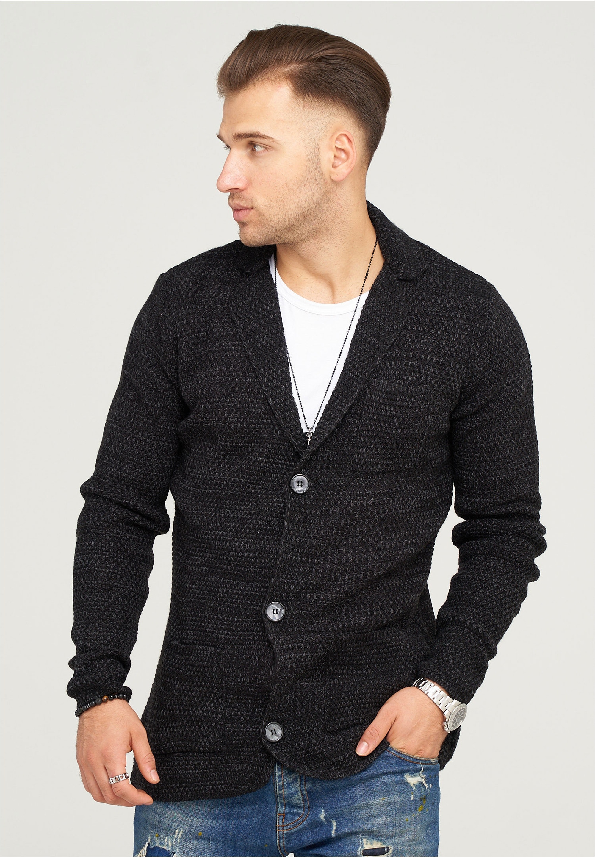 behype Strickjacke »FELIAN«, mit modischem Reverskragen