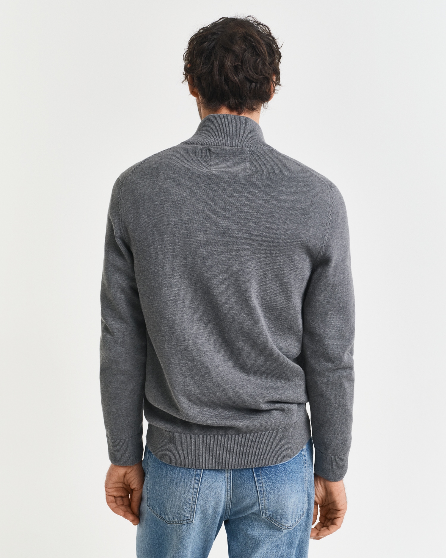 Gant Cardigan »CASUAL COTTON ZIP CARDIGAN«, Mit Rippbündchen an Stehkragen, Ärmeln und Saum