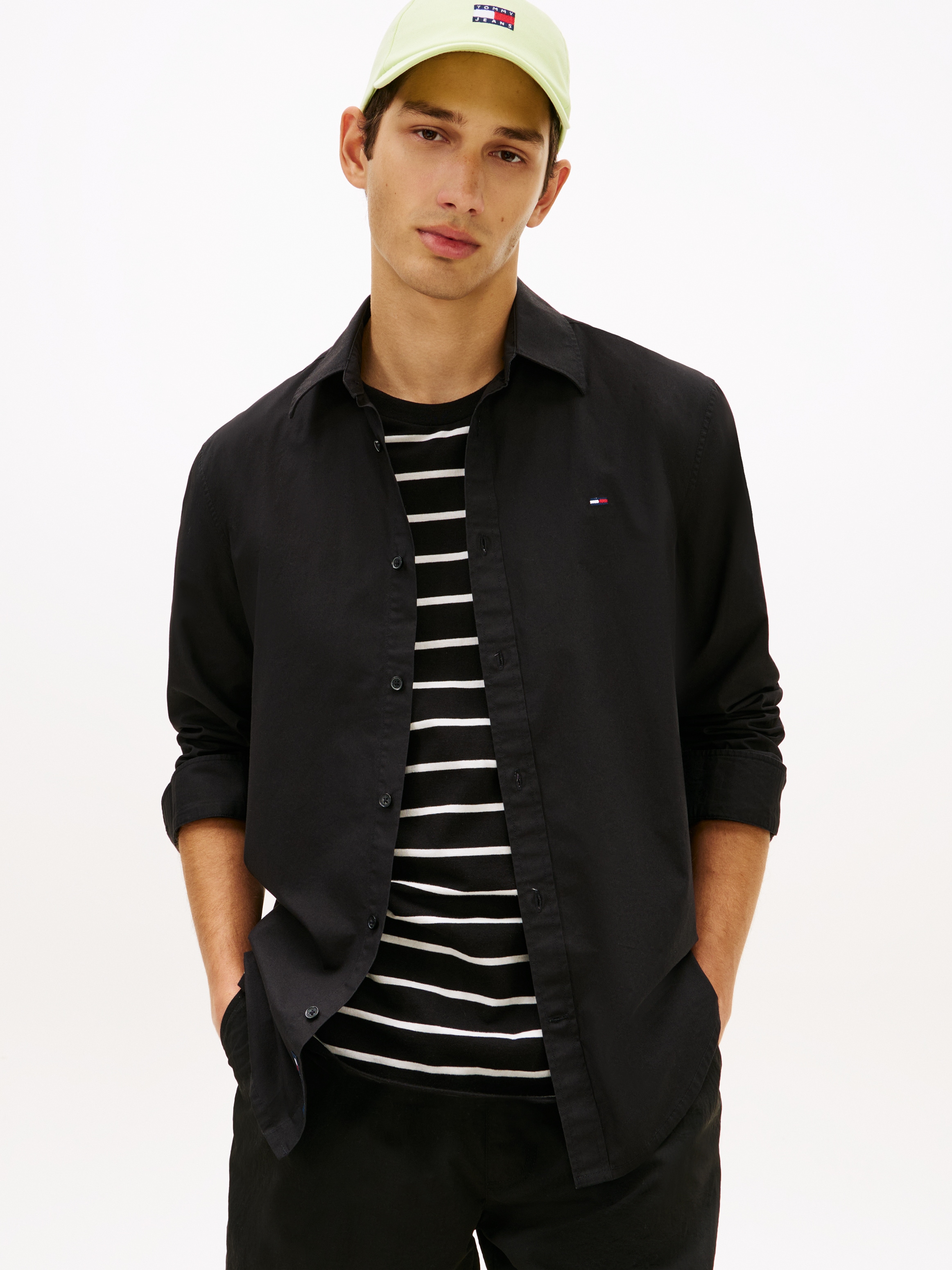 Tommy Jeans Langarmhemd "TJM POPLIN" Regular fit, Kentkragen