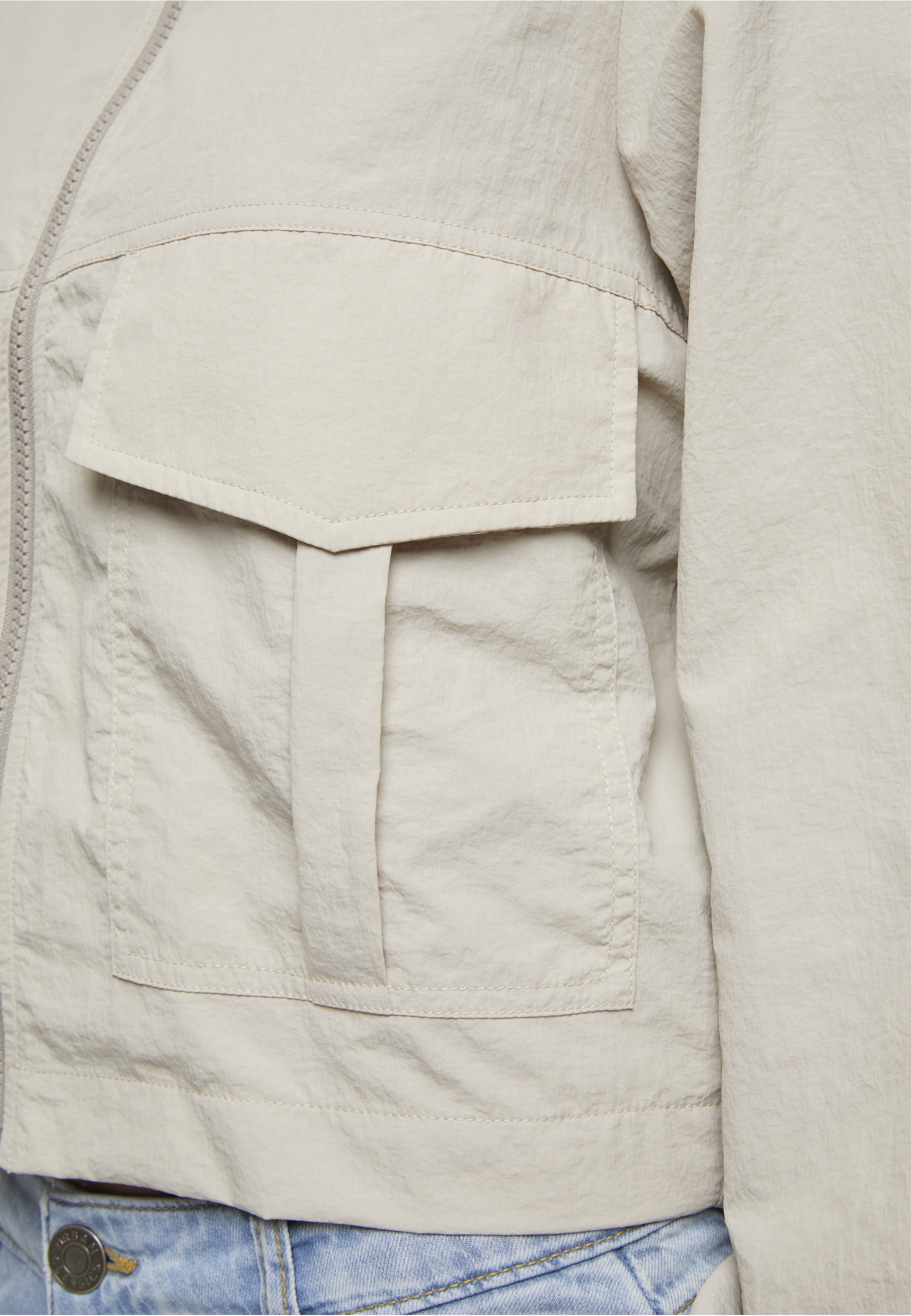 URBAN CLASSICS Windbreaker »Urban Classics Ladies Short Crinkle Jacket« 1 Stk. tlg. mit Kapuze