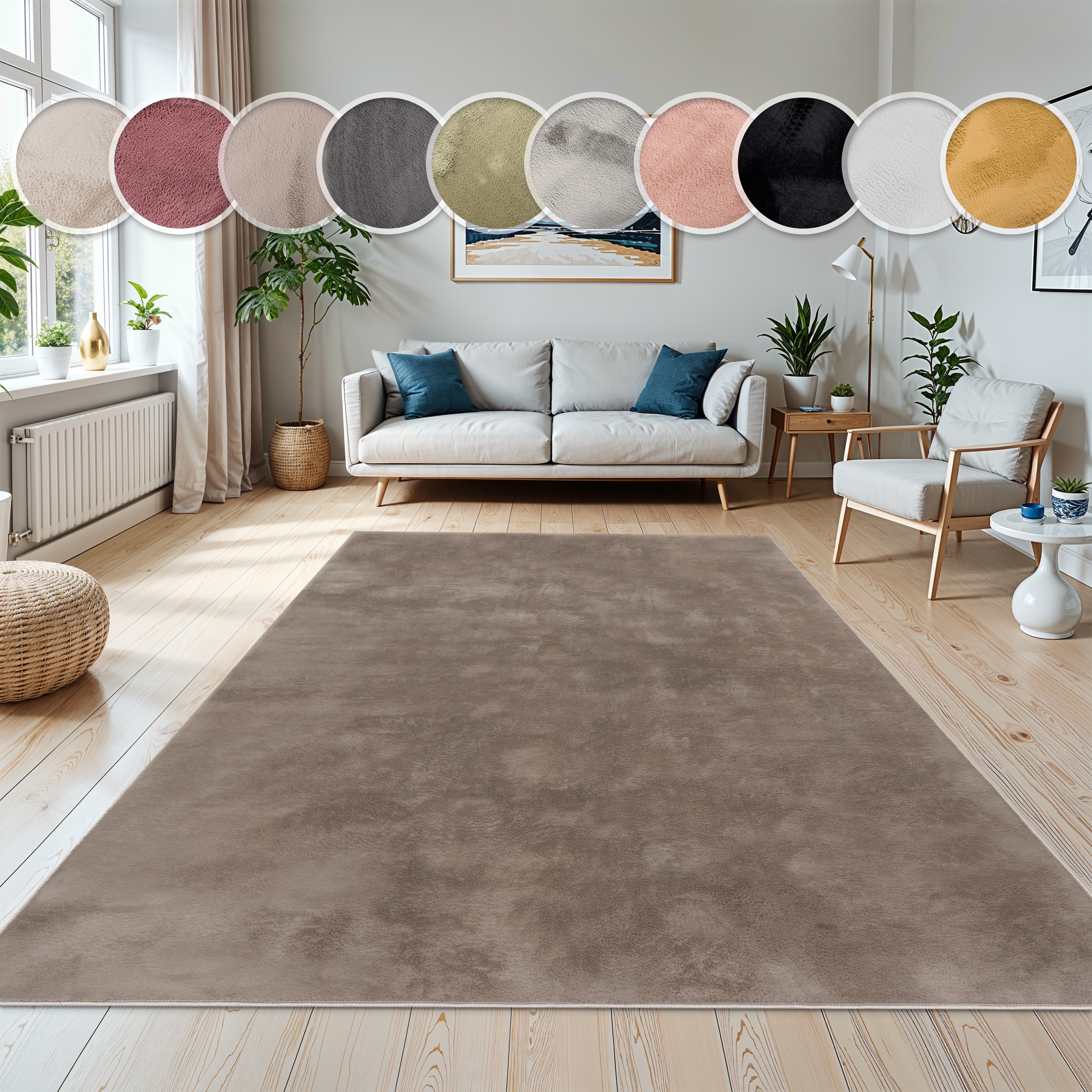 Paco Home Fellteppich "Kunstfell Soft 380" rechteckig 14 mm Höhe Langflor, Kuschelteppich - besonders weich, Uni-Farben