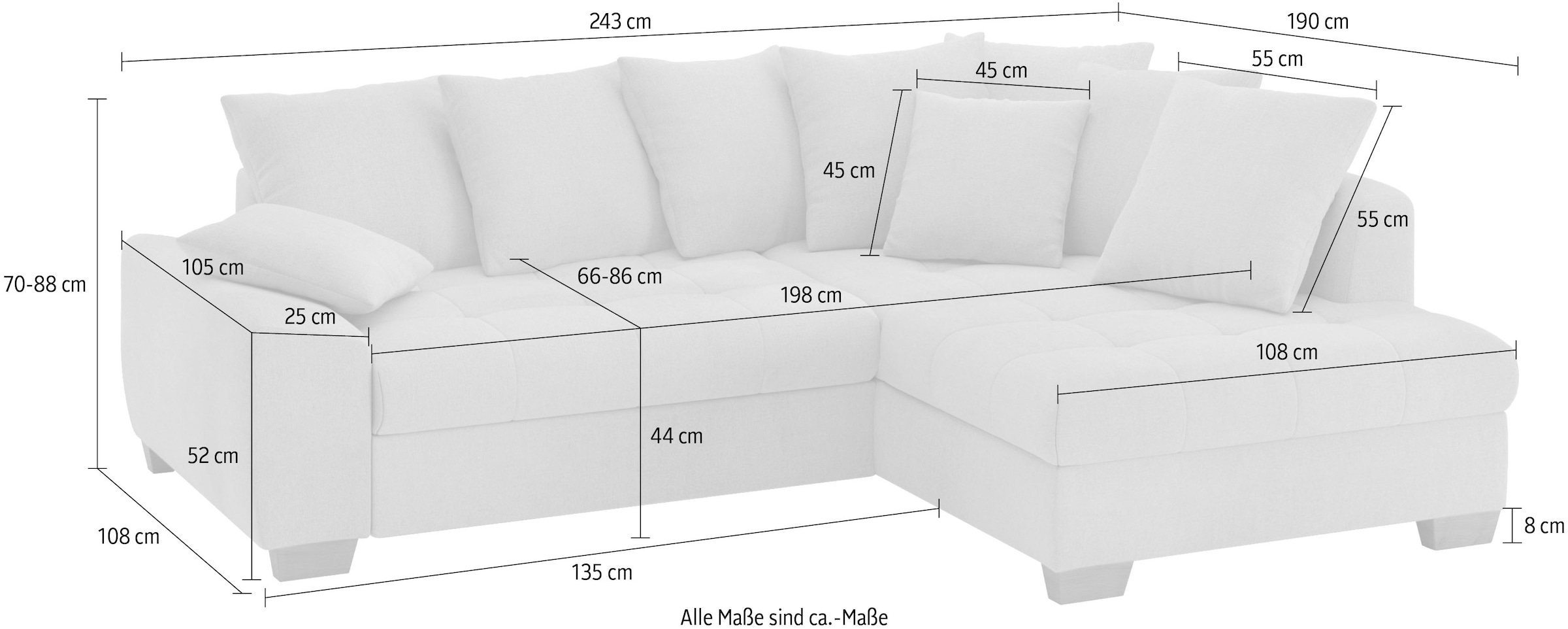 INOSIGN Ecksofa »Nikita II, L-Form«, Wahlweise mit Kaltschaum, EasyBett, Bettkasten