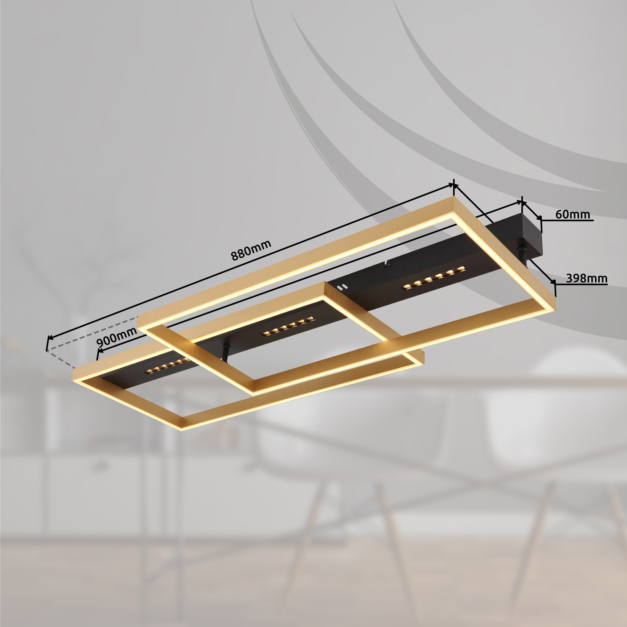GLOBO LIGHTING LED Deckenleuchte »LUFFY«, Leuchtmittel LED-Modul | LED fest integriert, Deckenlampe/LxBxH: 900x398x102mm/Wohnzimmer/Schlafzimmer/modern