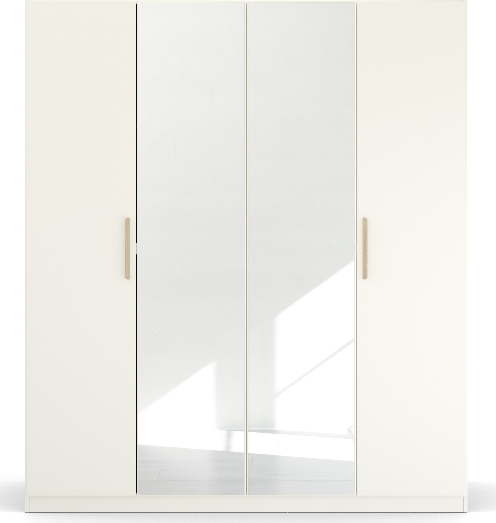 rauch Kleiderschrank »Skandi by Quadra Spin Schlafzimmerschrank«, im Landhaus-Stil mit Massivholzgriffen, vollflächige SpiegeltÜren