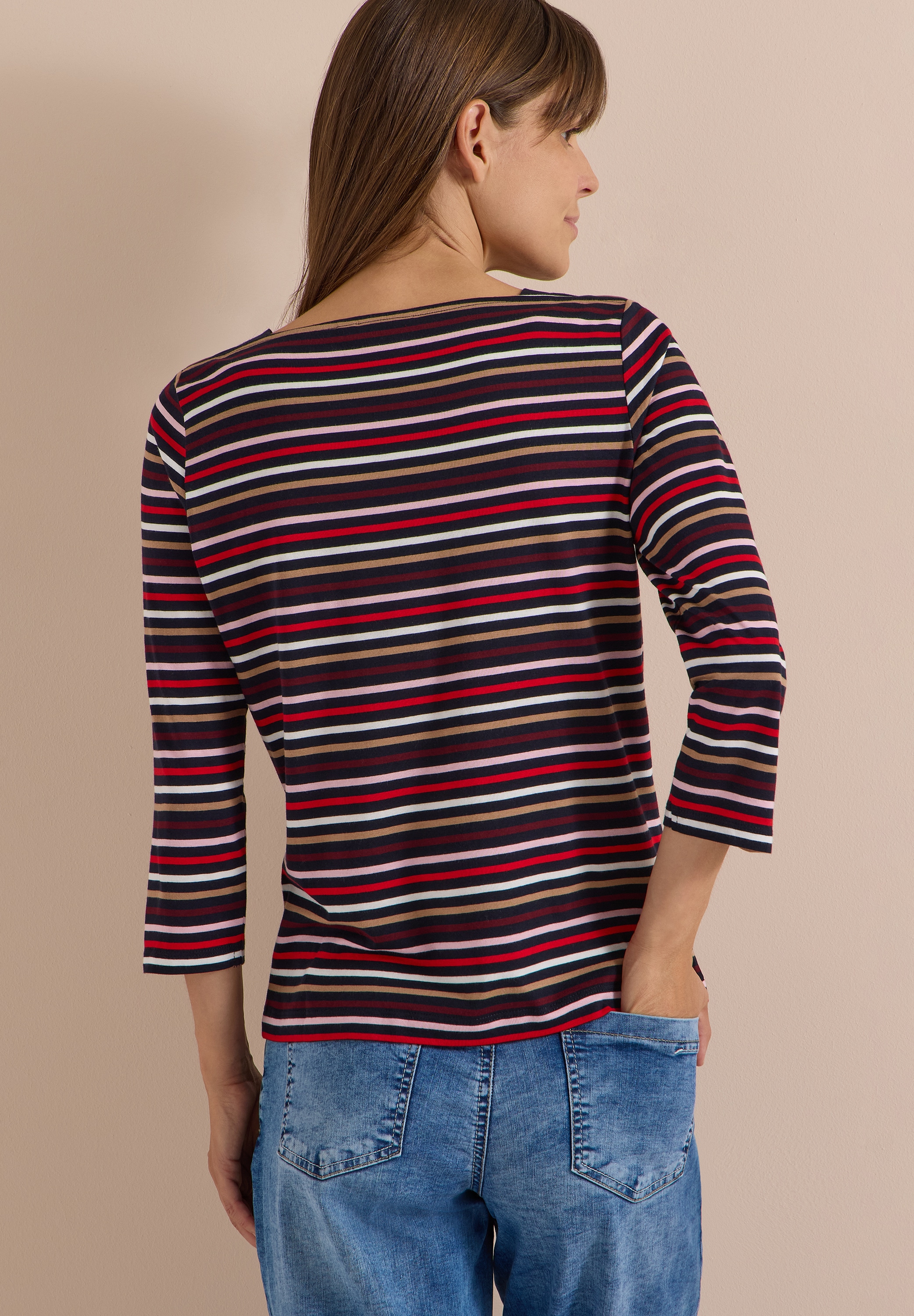 Cecil 3/4-Arm-Shirt mit Boat Neck und Streifen