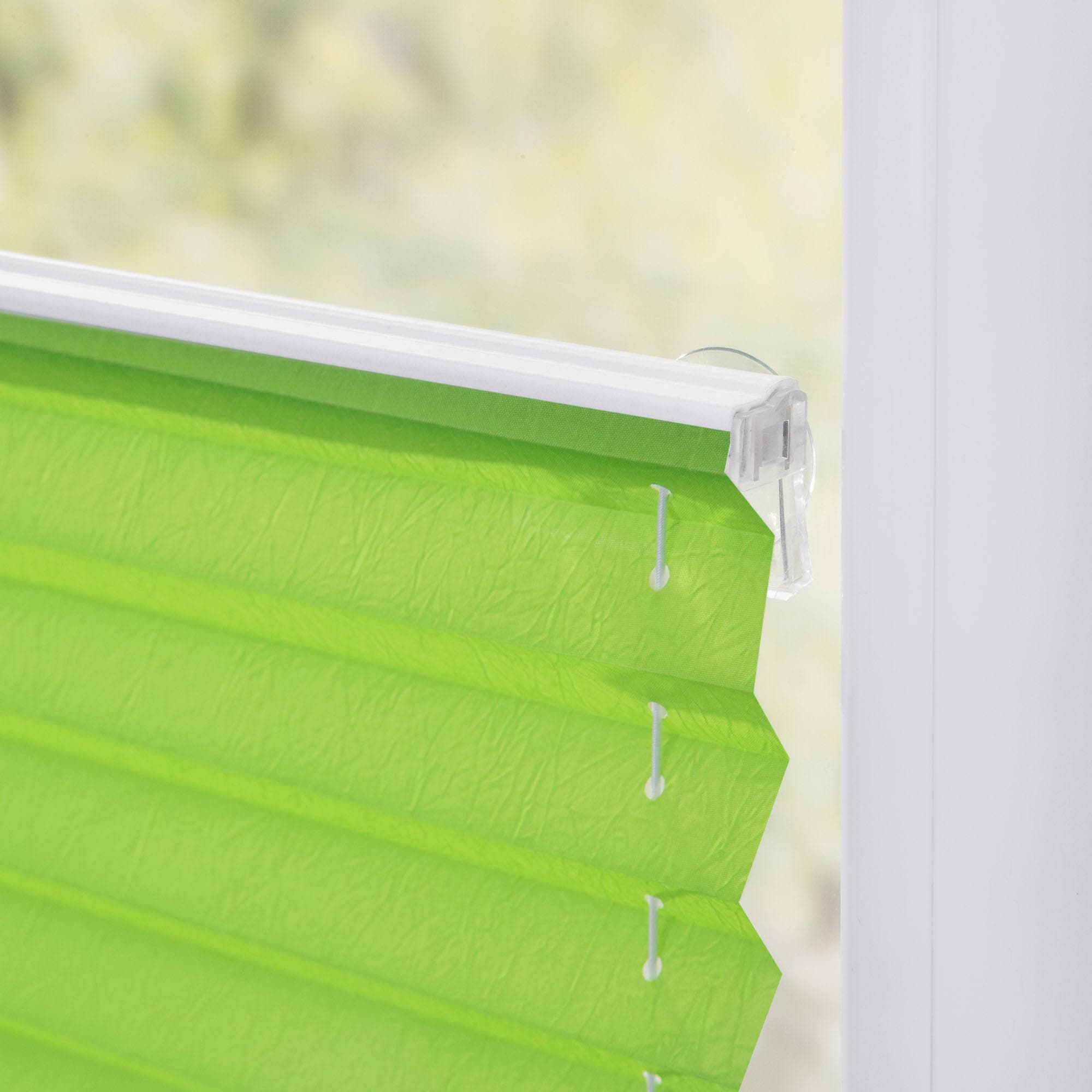 LICHTBLICK ORIGINAL Plissee »Haftfix« Lichtschutz ohne Bohren verspannt Crush-Optik, mit Saugnapf