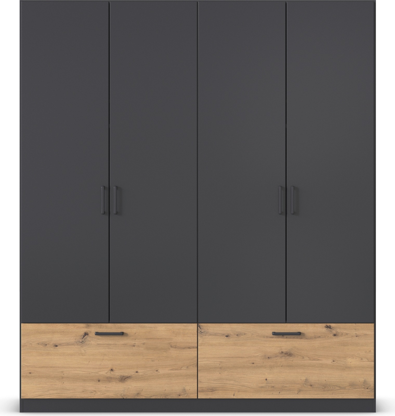 rauch Drehtürenschrank »Kleiderschrank Schrank Garderobe Wäscheschrank BARI«, mit Schubkästen und modernem Griff in Graumetallic MADE IN GERMANY