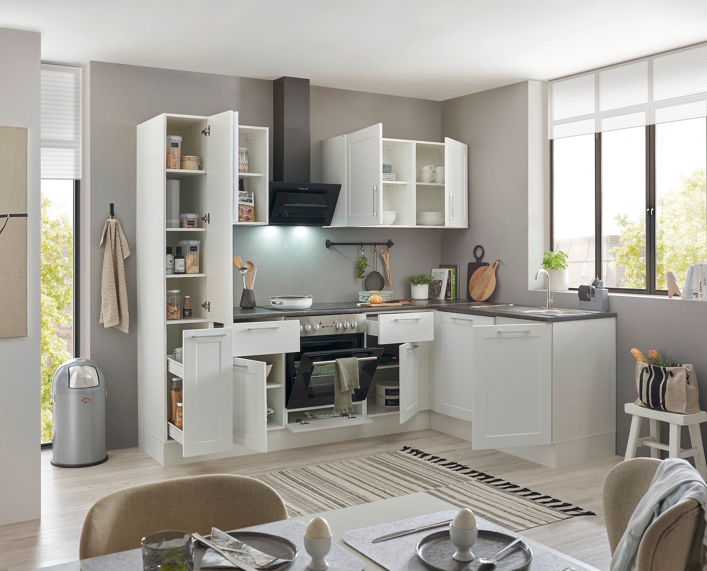 BASIC by Balculina Winkelküche »Marsi«, Stellmaße 250x175 cm, wahlweise mit E-Geräten, Soft-Close-Funktion