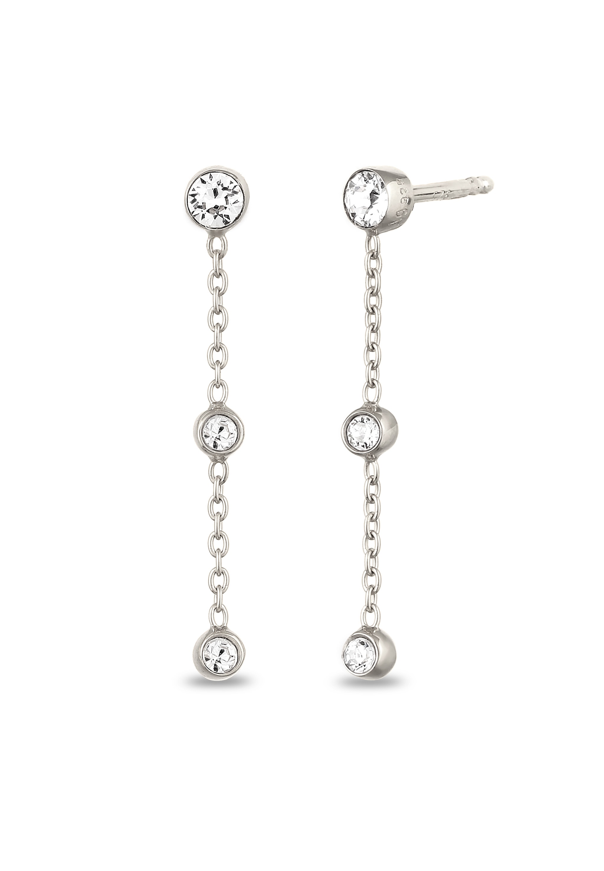 "Paar Ohrstecker ELLI ""Ohrringe Ohrstecker Weiß 925 Sterling Silber, mit Kristallen von Swarovski"" Gr. 28, silber, Ohrringe, Damen, 28, Silber 925