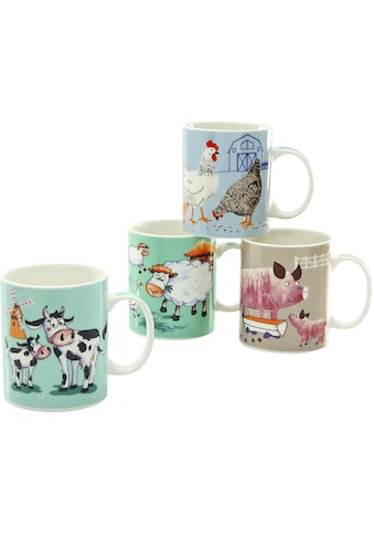 Becher »Kaffeebecher Farm Animals«, (Set, 4 tlg.), ideal als Kinderbecher, Tassen Set,...