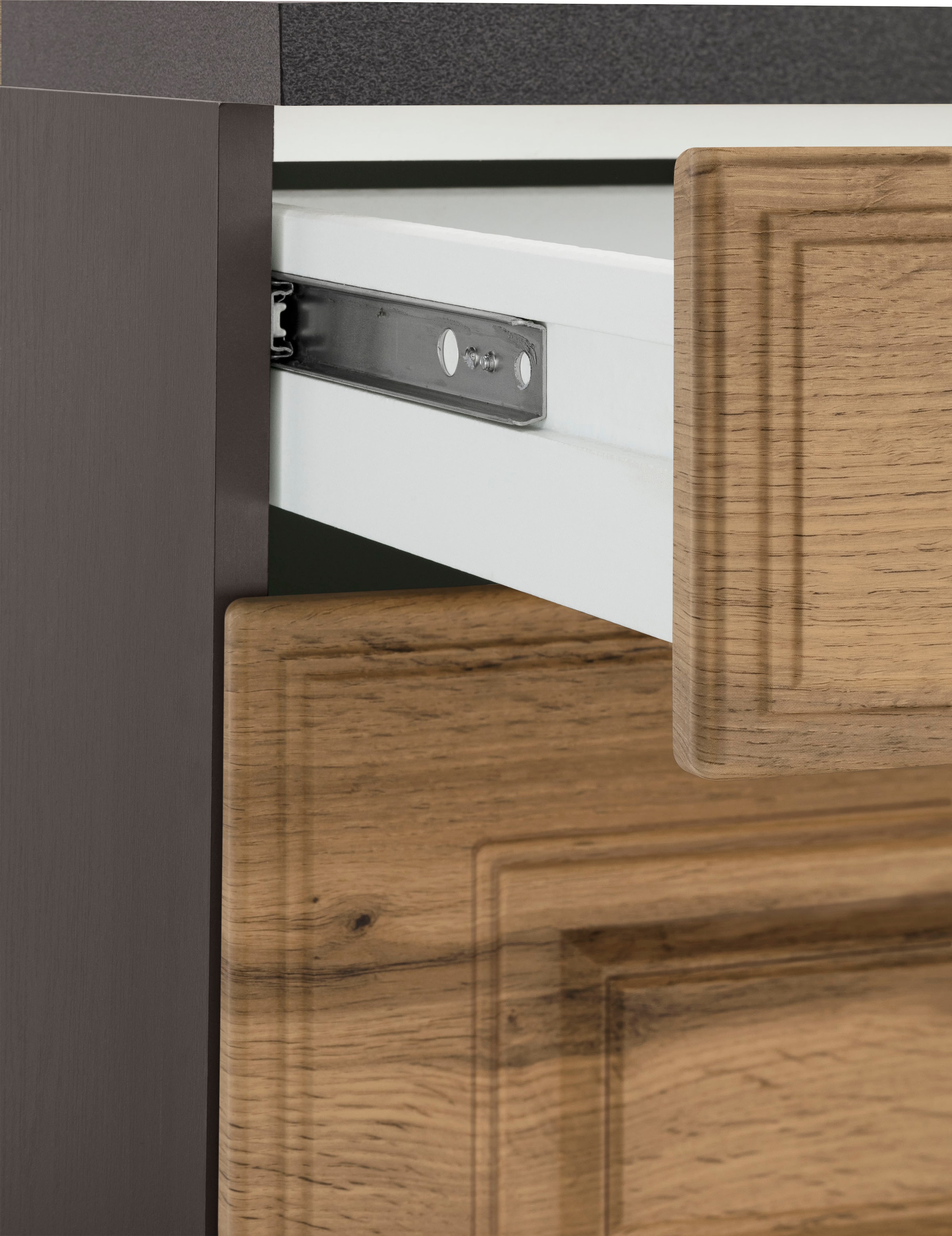 HELD MÖBEL Küchenzeile »Stockholm«, Breite 280 cm, mit hochwertigen MDF Fronten im Landhaus-Stil