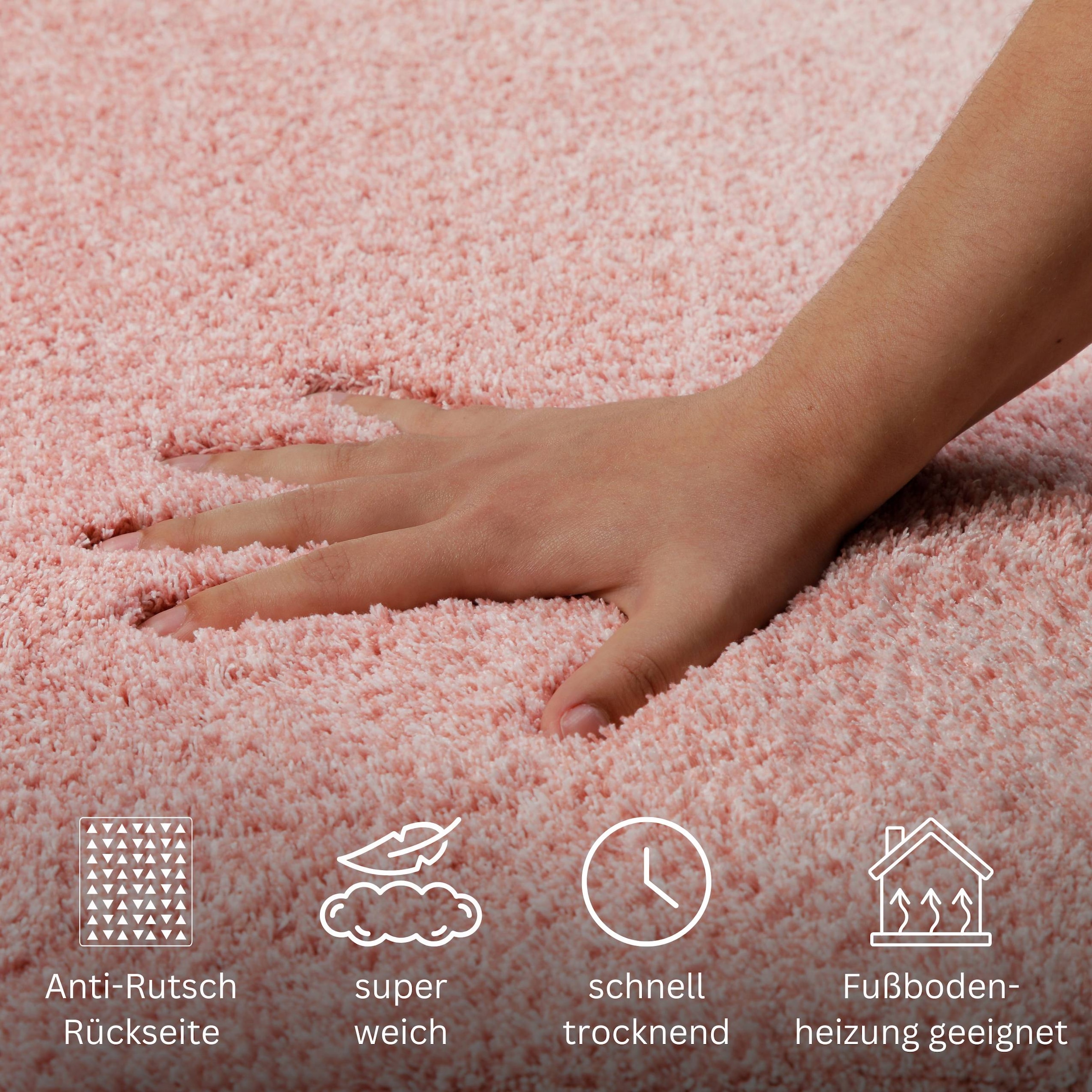 my home Badematte »Utta«, rutschhemmend beschichtet, schnell trocknend, Badteppich, getuftet, mit modernem Farbverlauf, flauschig, hochflor
