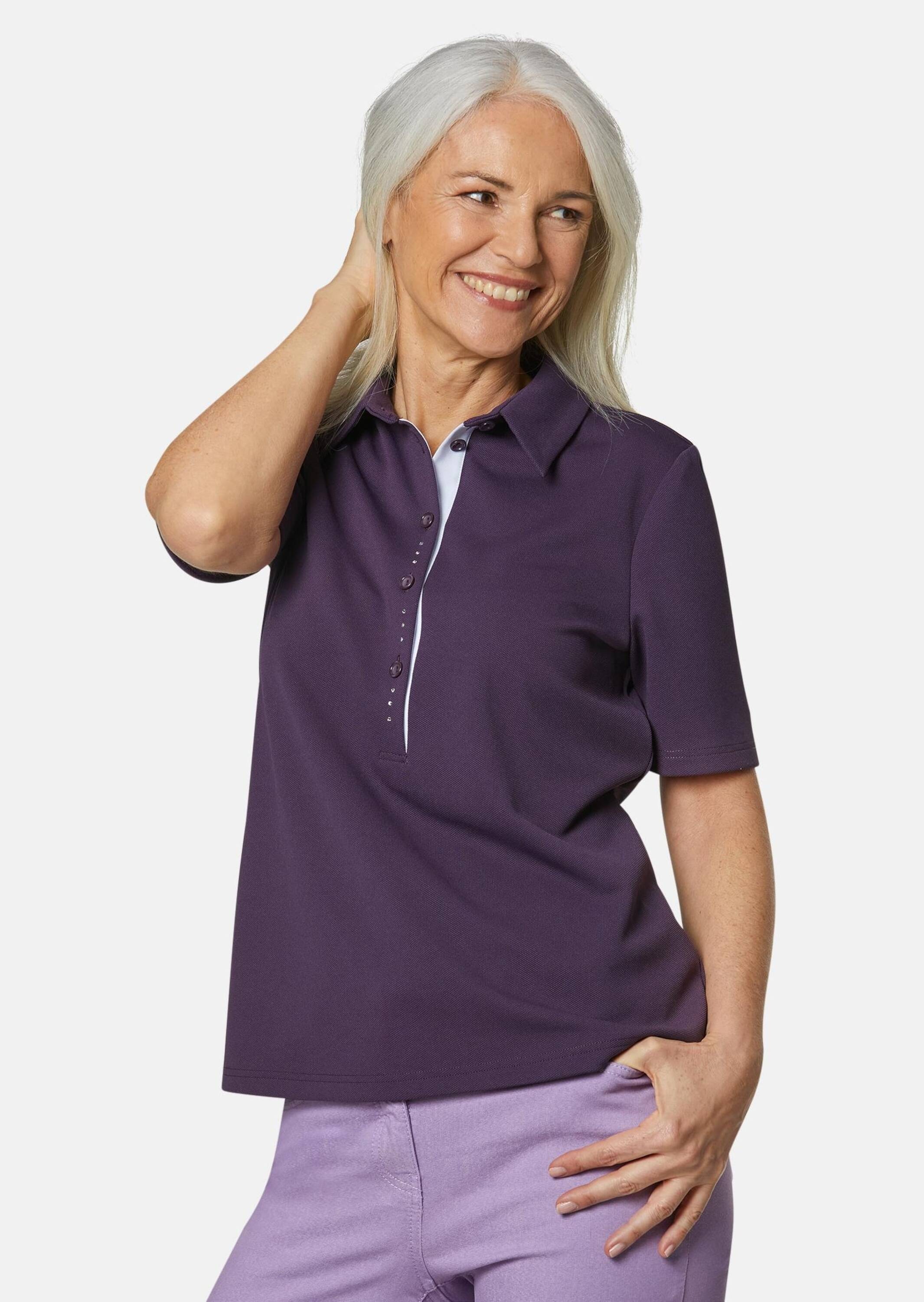 Thumbnail - GOLDNER Poloshirt "Kurzgröße Pikee-Poloshirt" Lange Knopfleiste mit funkelnden Strassteinen