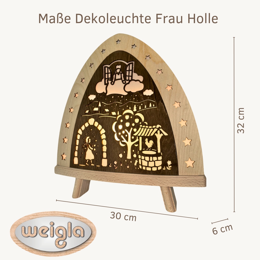Weigla LED Dekolicht »Frau Holle, BxHxT: 30x32x6 cm« E14 Weihnachtsdeko aus dem Erzgebirge, Holz Buche