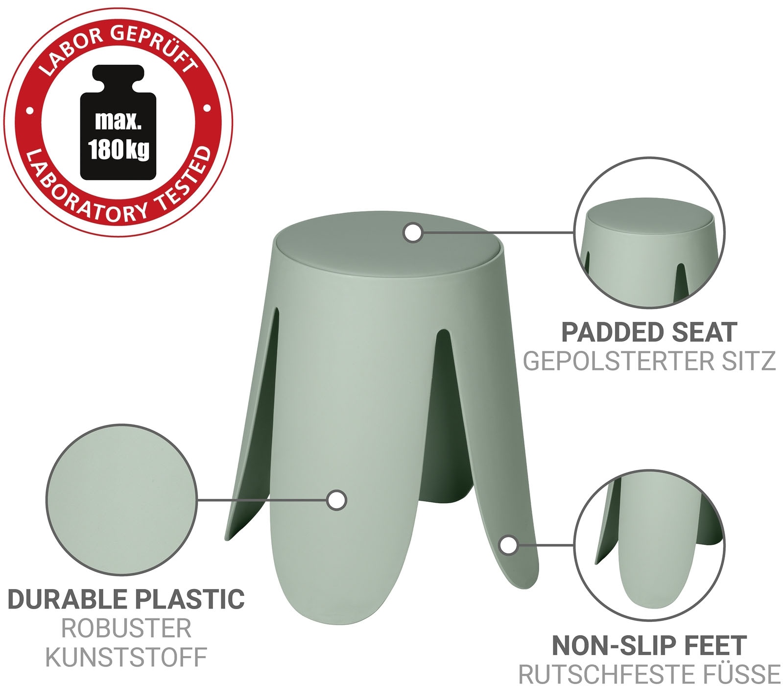 WENKO Dusch- und Badhocker »Comiso« belastbar bis 180 kg, mit rutschsicheren Füßen