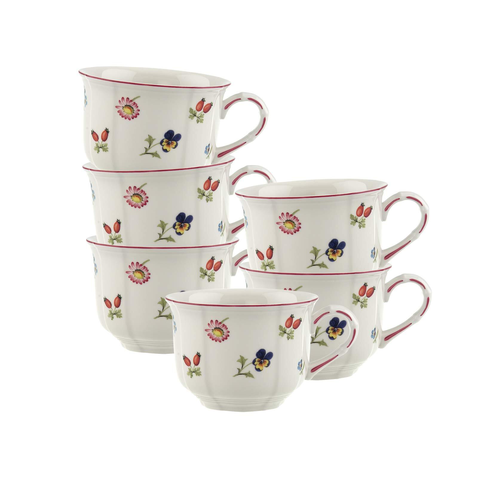 Villeroy & Boch Tasse "Frühstückstassen Petite Fleur 260 ml 6er Set weiß" Spülmaschinengeeignet, Mikrowellengeeignet