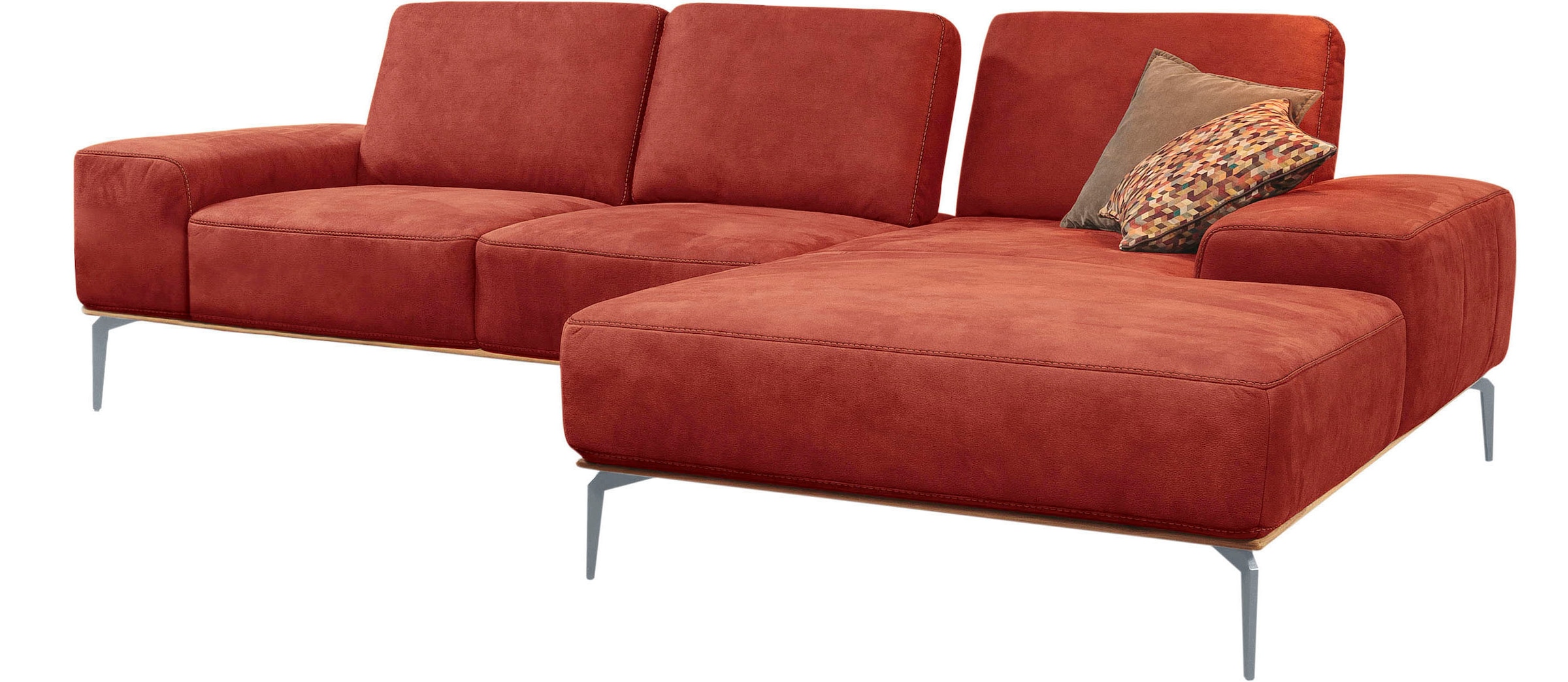 W.SCHILLIG Ecksofa »run«, mit elegantem Holzsockel, Füße in Silber matt, Breite 279 cm