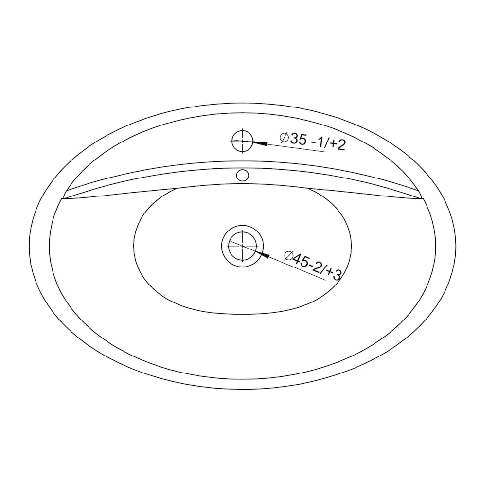 welltime Aufsatzwaschbecken »Bilbao«, mit Überlauf, oval, Breite 60 cm