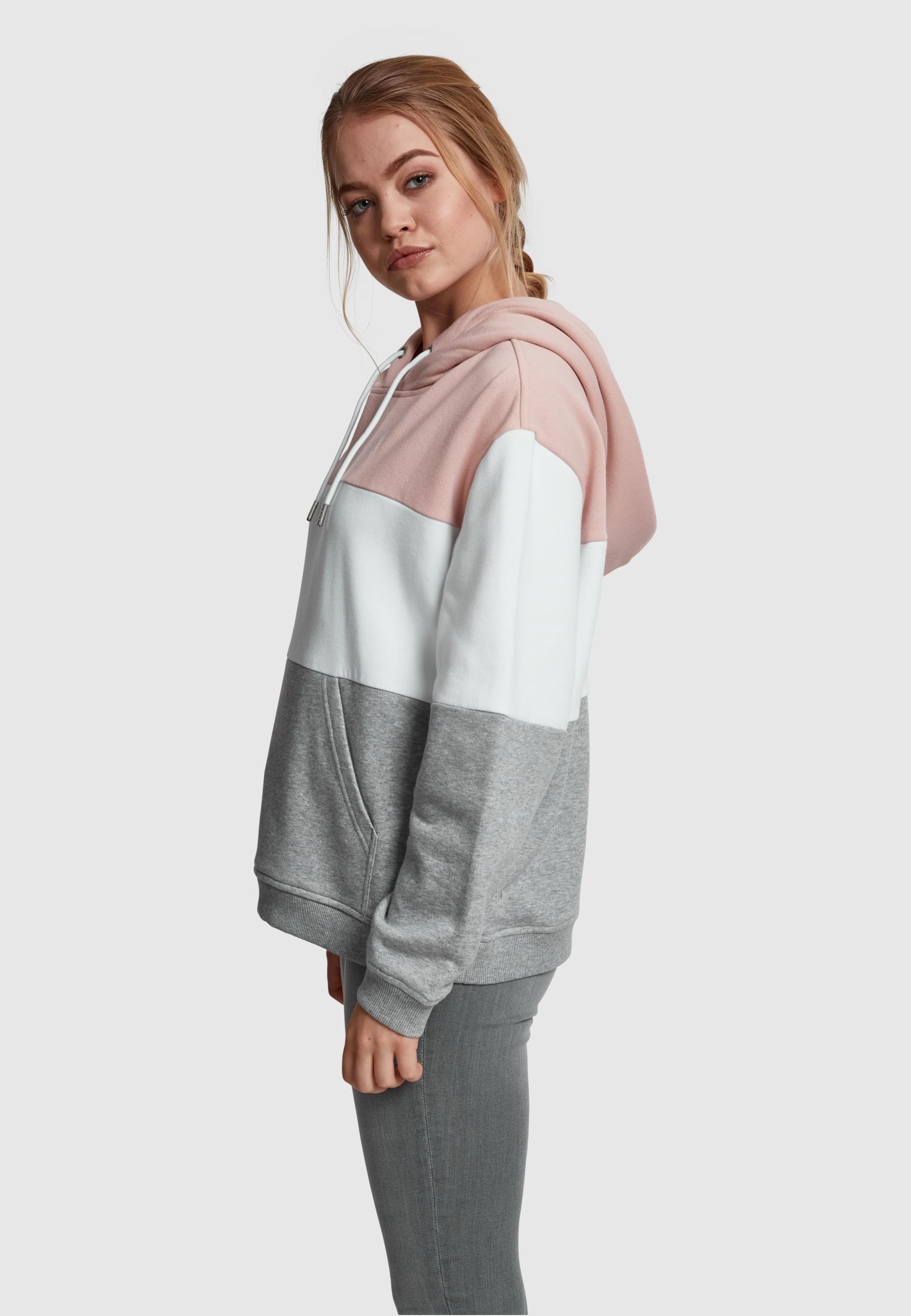 URBAN CLASSICS Rundhalspullover »Urban Classics Damen Ladies Oversize 3-Tone Hoody«, (1 tlg.)