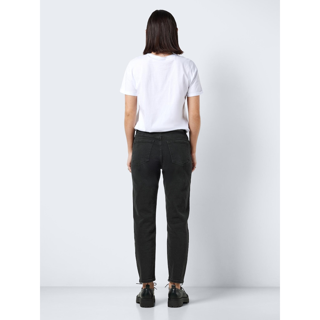Noisy may Straight-Jeans »NMMONI HW STRAIGHT ANK BLACK JEANS NOOS«, mit offenem Saum