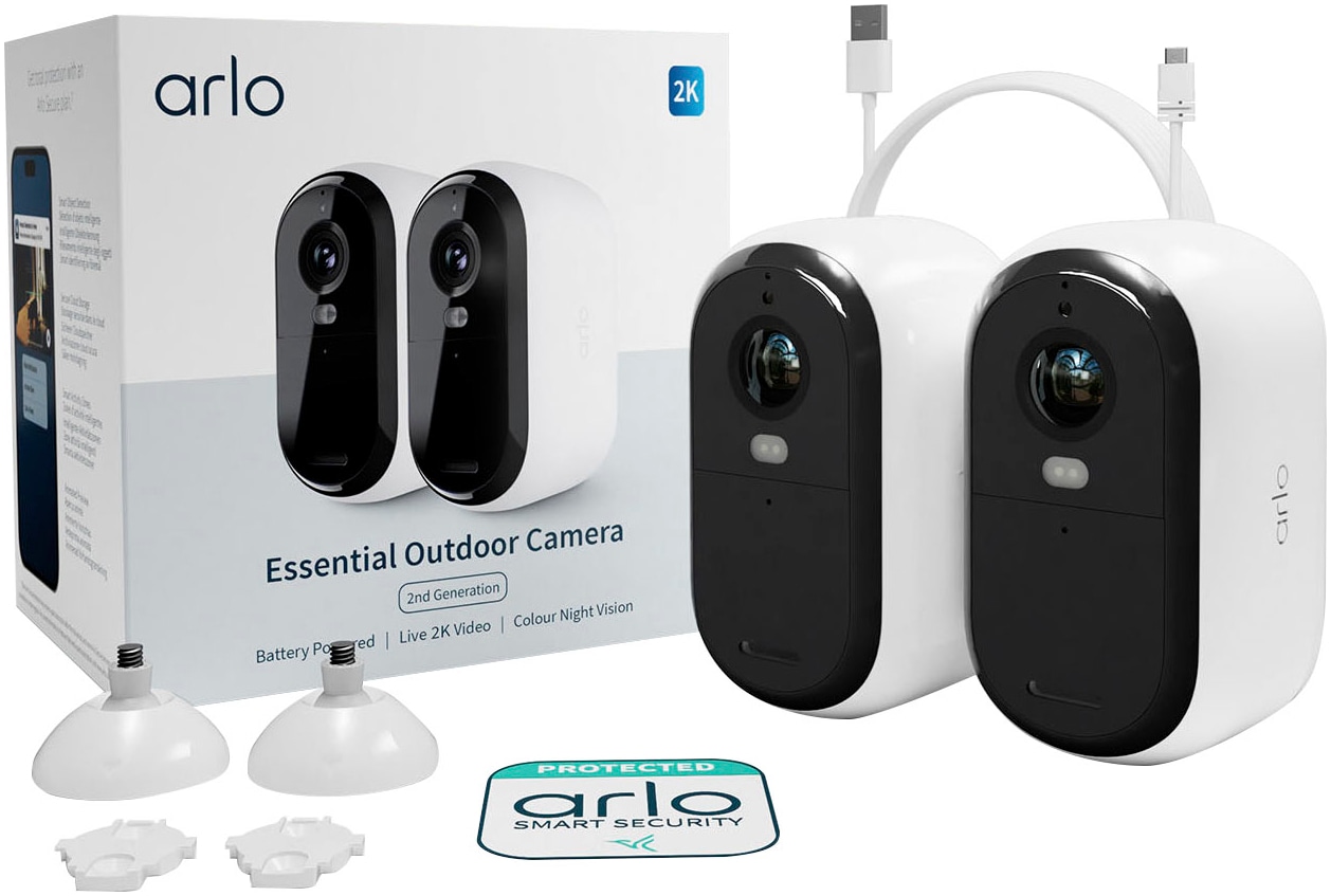 ARLO Smart Home Kamera »ESSENTIAL 2K Outdoor Kamera 2-Pack«, Außenbereich-Innenbereich