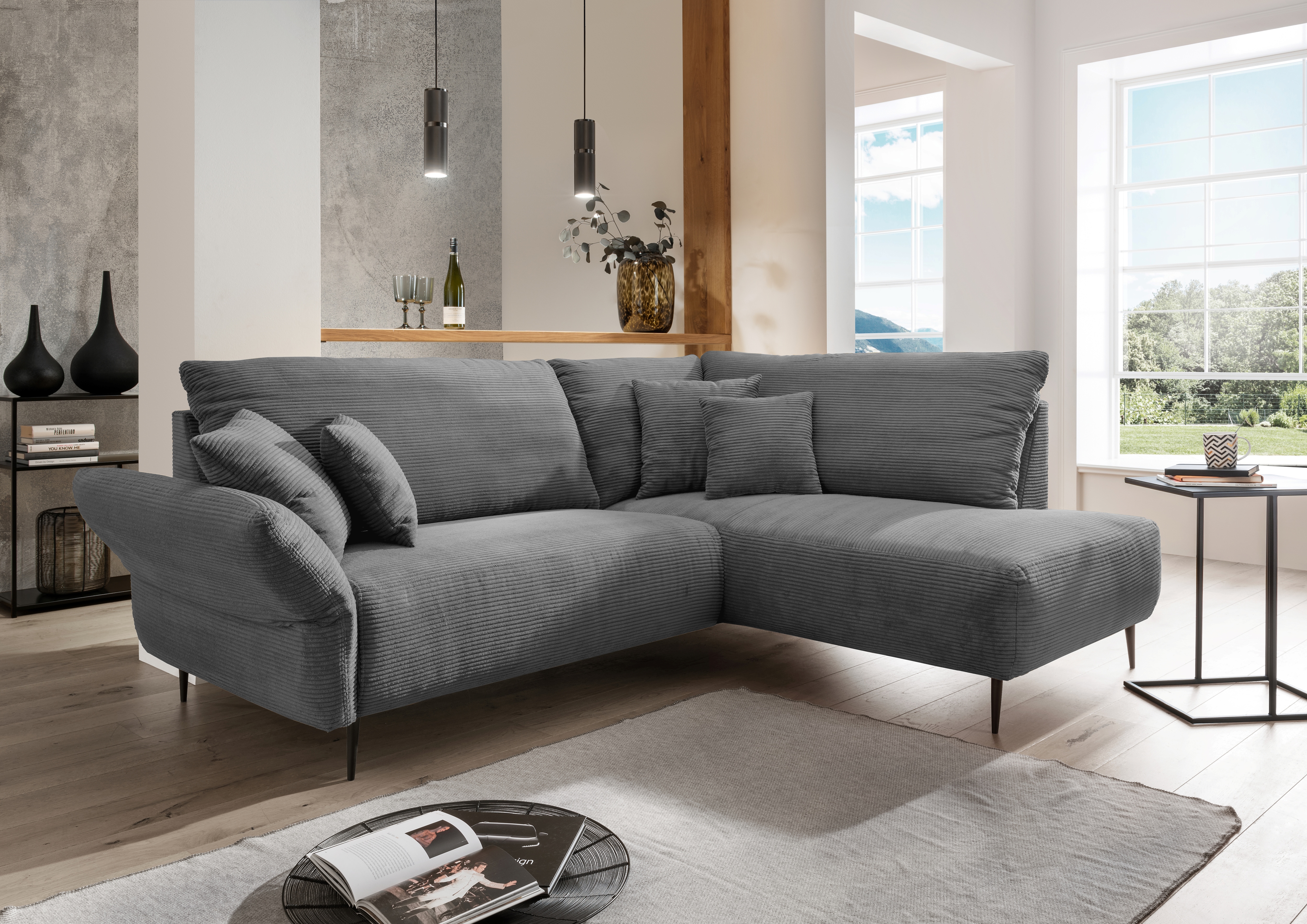 Home affaire Ecksofa "Vanilla modern& bequem, Breite 255cm, tolle Detailverarbeitung" verstellbare Armlehne für Wohlfühlkomfort