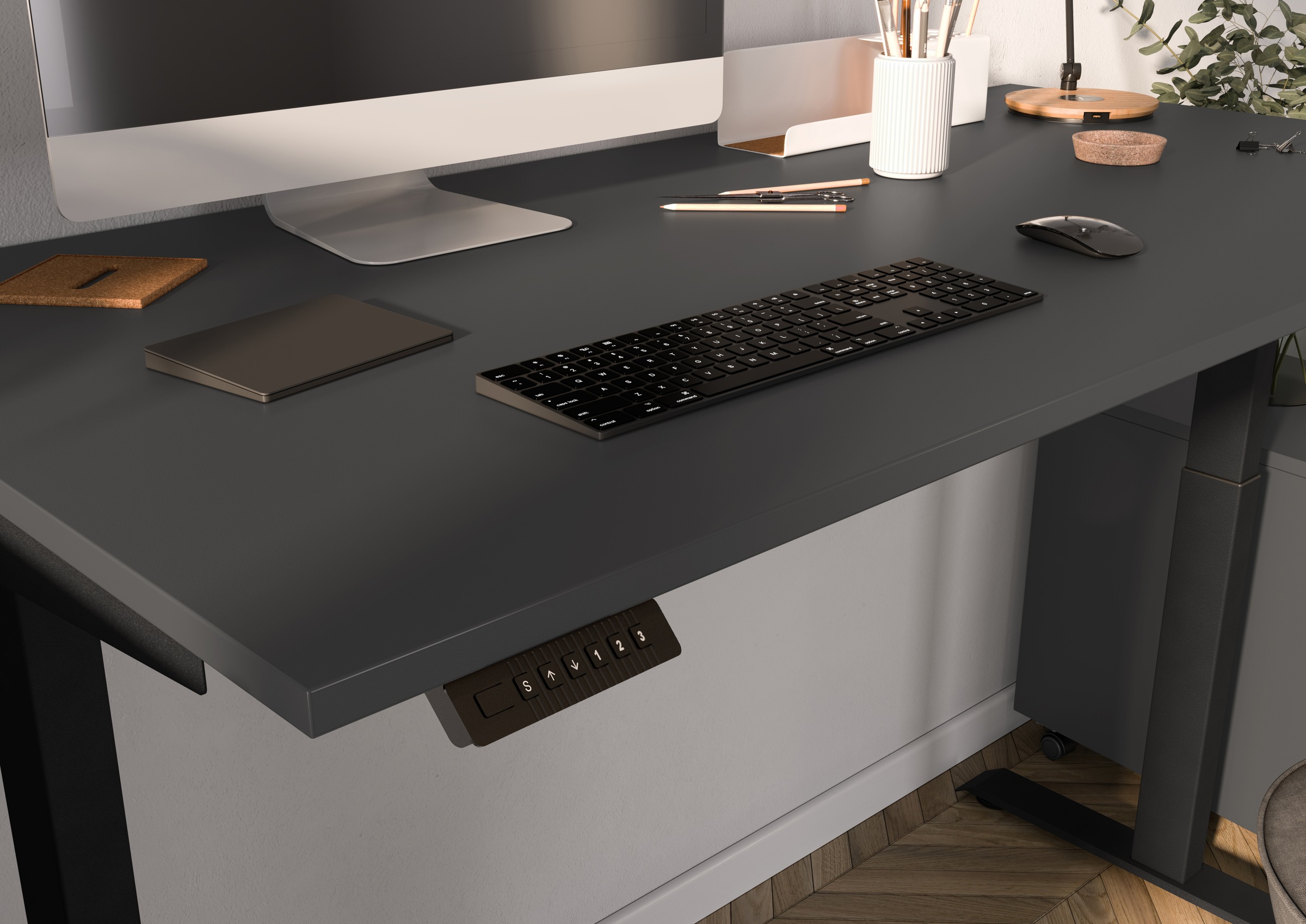 Thumbnail - GERMANIA Schreibtisch "Mailand, elektrisch höhenverstellbar" in Breitenvariante 120-180 cm, Made in Germany