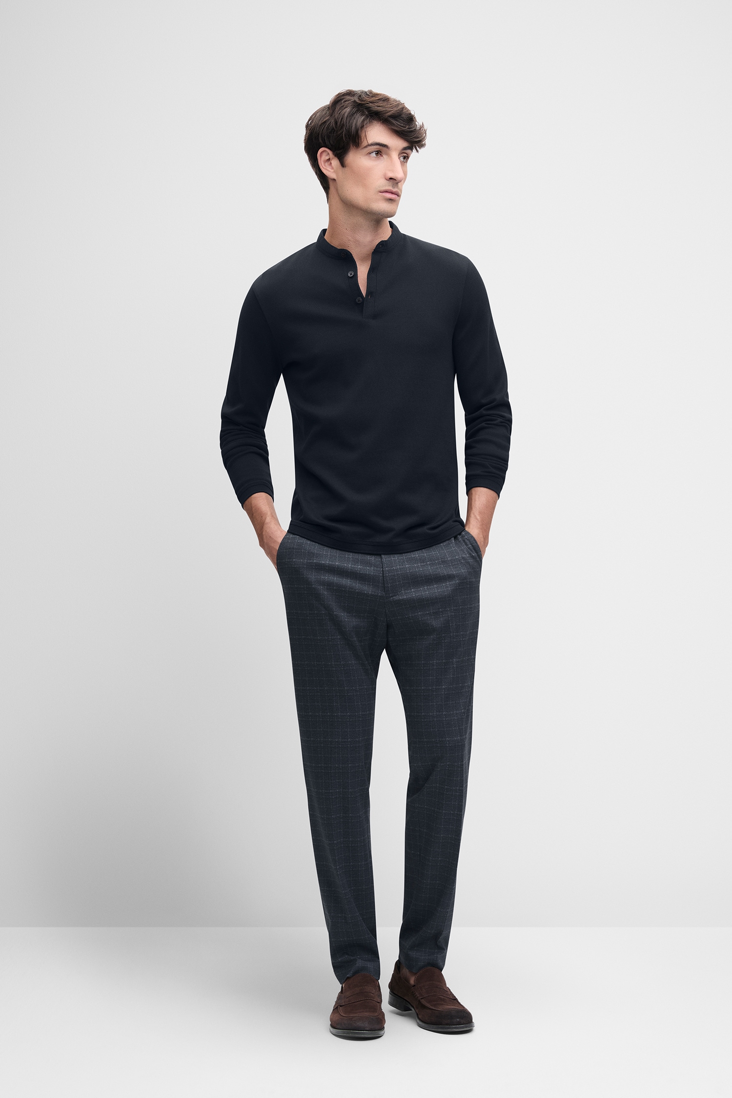 Cinque Langarmshirt »CIBADO« Stehkragen, Slim Fit, reine Baumwolle