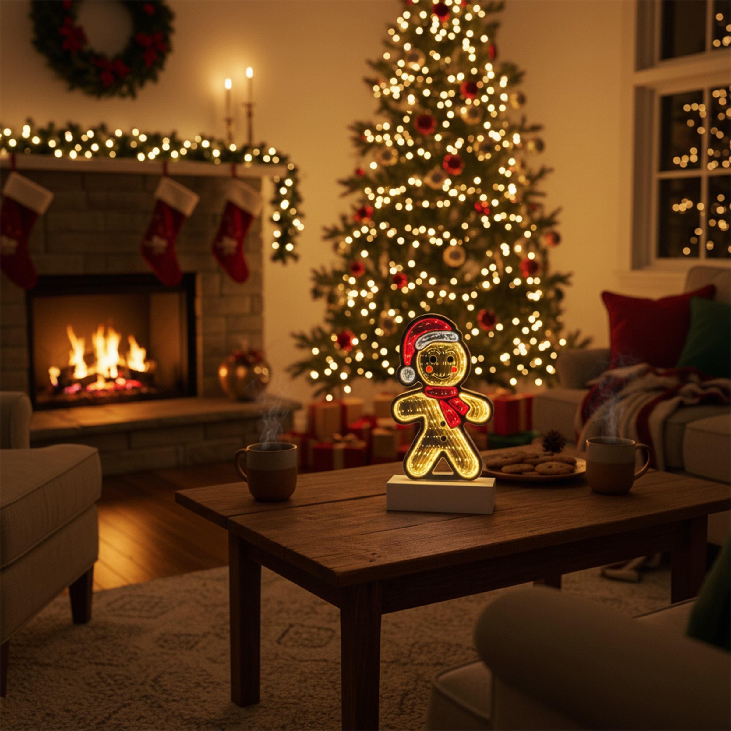OTTO home LED Dekofigur »LED-Lebkuchenmann Evvina« LED-Modul Warmweiß Infinity Effekt, Weihnachtsdeko für Innen, beidseitig beleuchte