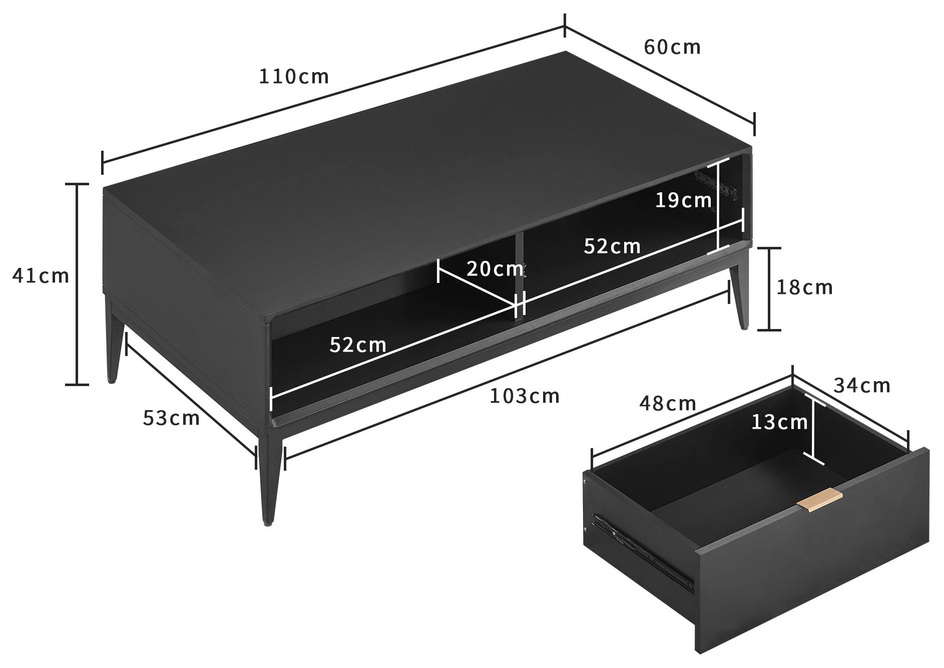 Leonique Couchtisch »Lavisha« Eisengestell und FSC-zertifiziertes Holz, Breite 110 cm