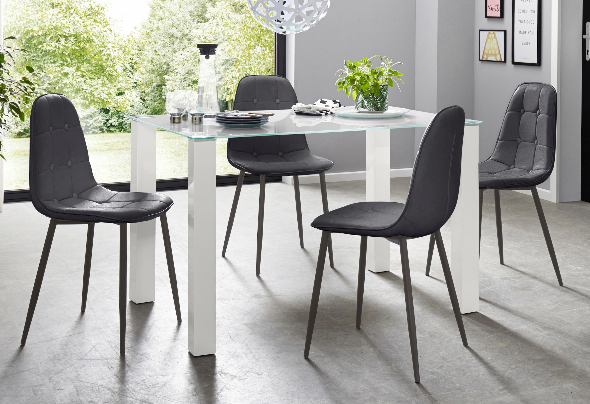 INOSIGN Essgruppe Set, 5 Stk. tlg. mit Glastisch, Breite 120 cm günstig online kaufen