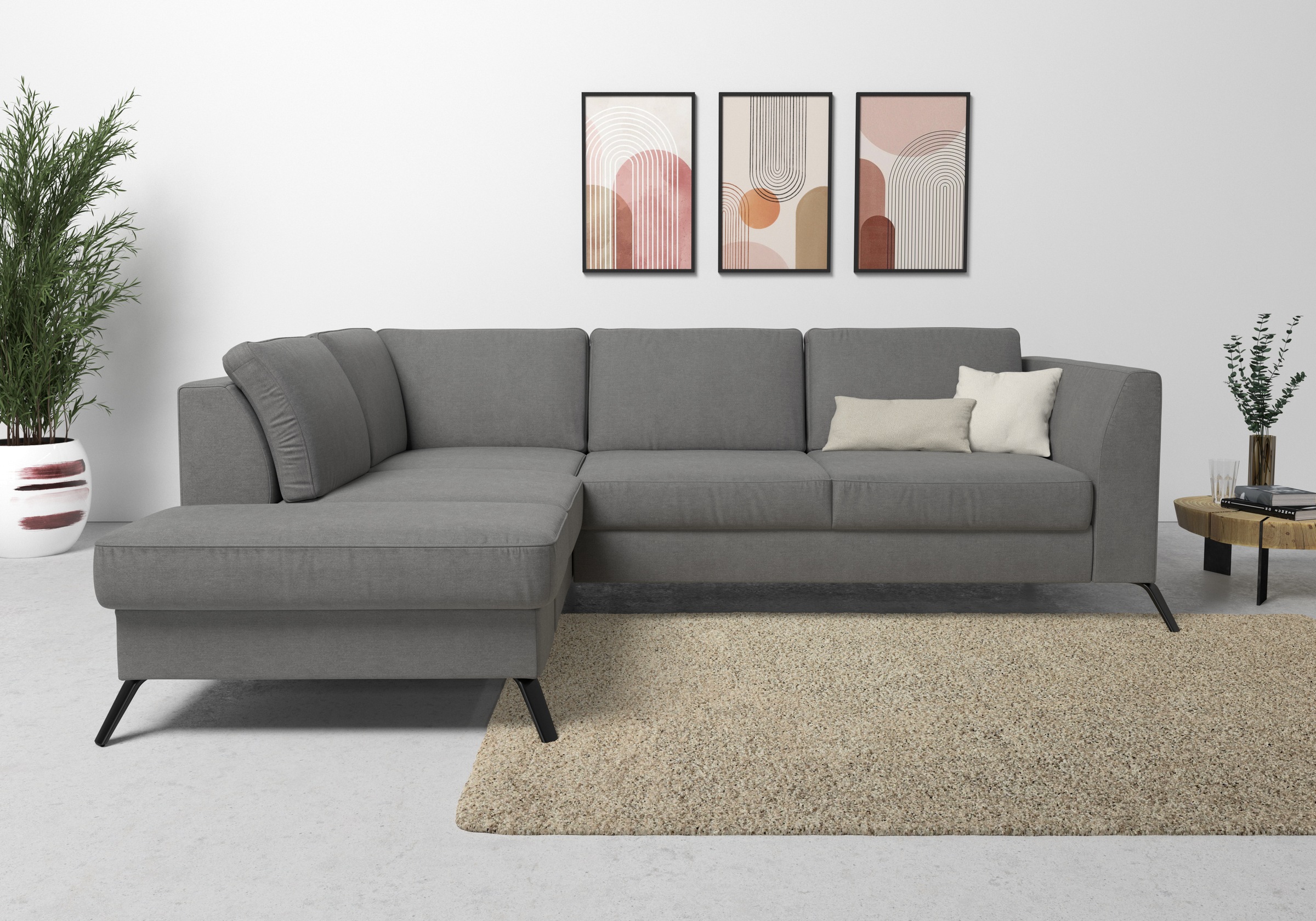 sit&more Ecksofa "Olsen L-Form" inklusive Sitztiefenverstellung, optional Schlaffunktion, 15cm hoch