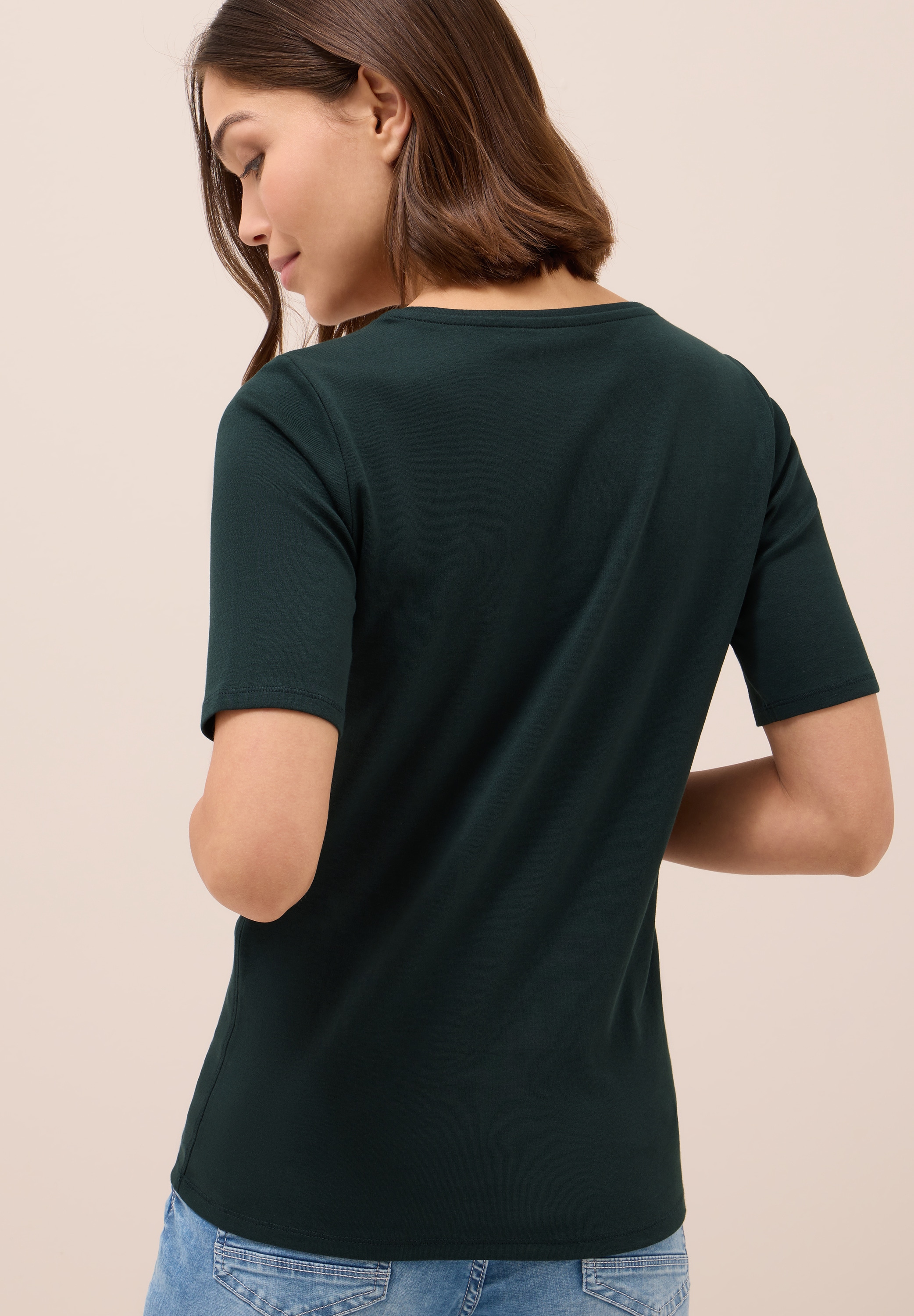 Cecil Rundhalsshirt »Style Lena«, mit Halbärmeln