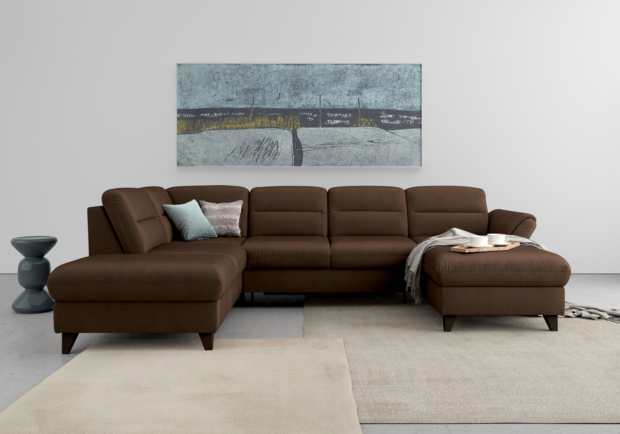 sit&more Wohnlandschaft "Mellum U-Form" Federkern, wahlweise mit Schlaffunktion, Stauraum und Armteilfunktion