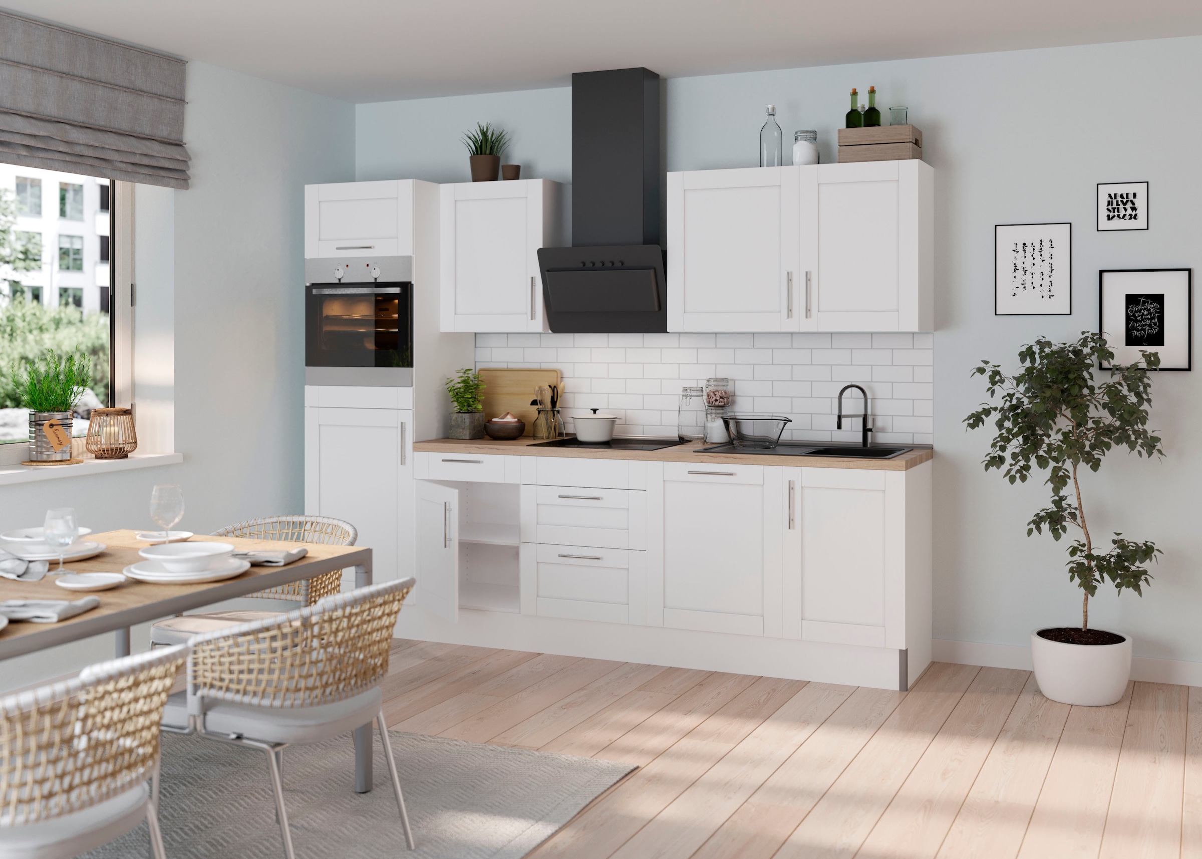 KOCHSTATION Küche »KS-Ahus« Breite 280 cm,wahlw. mit E-Geräten,Soft Close Funktion,MDF Fronten