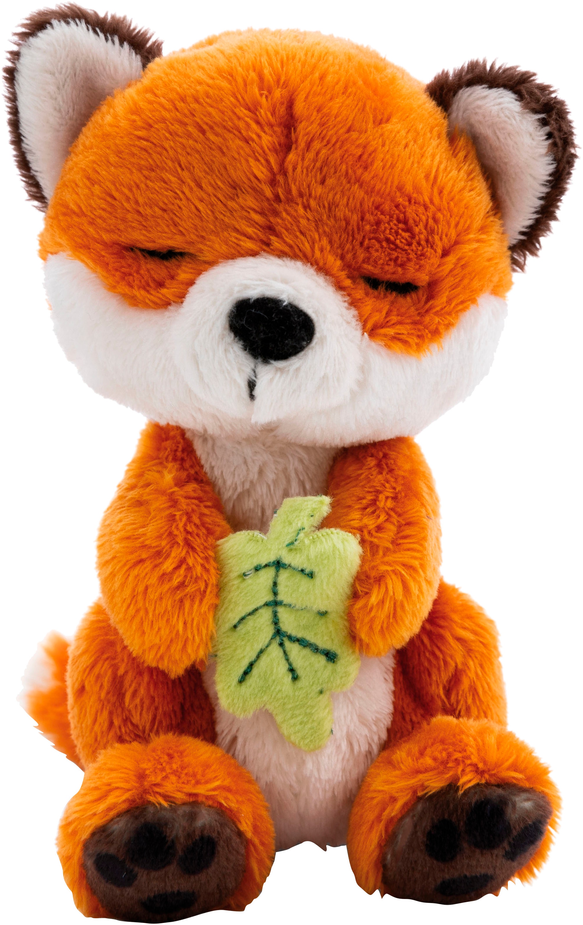 Nici Kuscheltier »Sleeping Pets GREEN, Fuchs mit Blatt 12 cm schlafend im Körbchen grün«