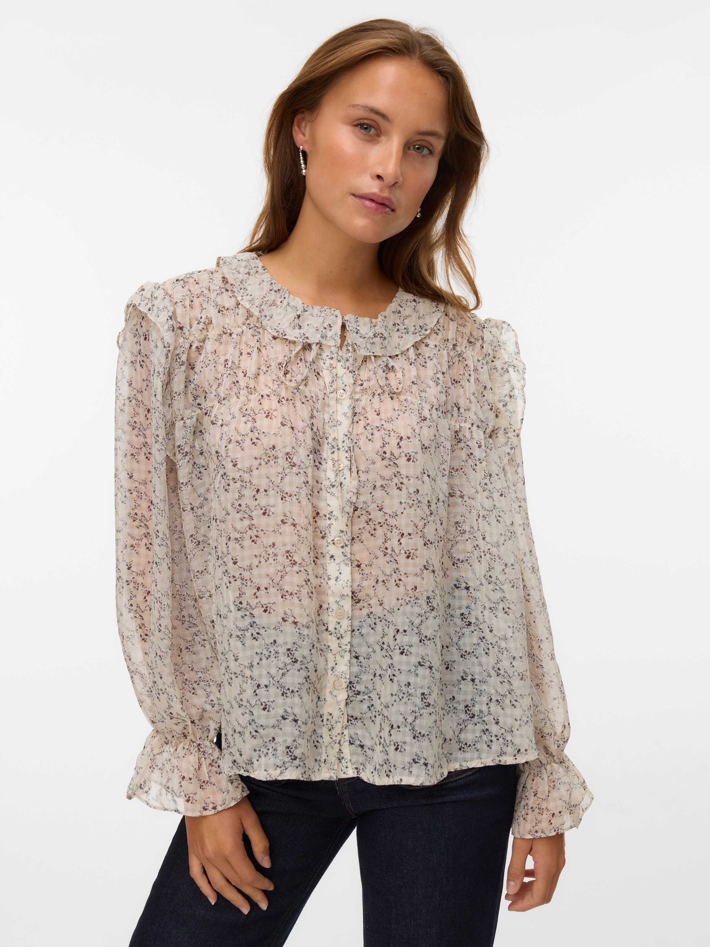 Vero Moda Rüschenbluse "VMPETRA LS SHIRT WVN GA NOOS" günstig online kaufen