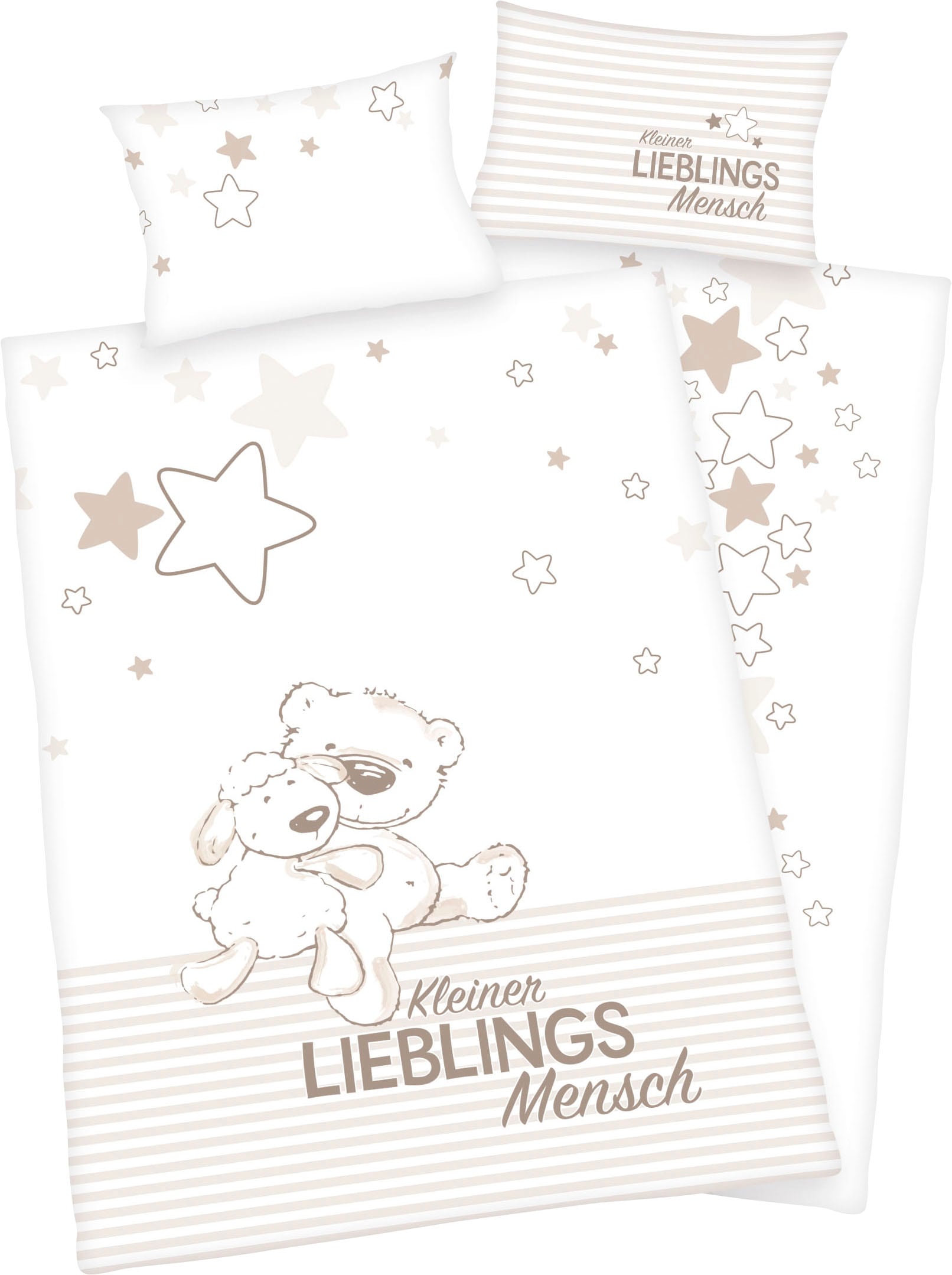 Baby Best Babybettwäsche "Kleiner Lieblingsmensch", mit Bärchen Motiv und liebevollem Schriftzug