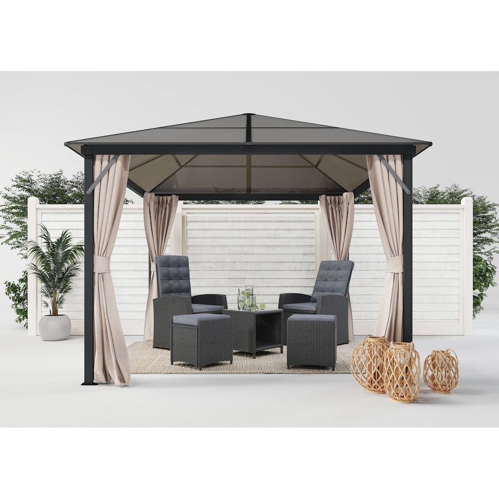 KONIFERA Pavillon »Aruba 2.0«, BxT: 300x300 cm, 6 mm Polycarbonat-Dachplatten, Aluminium