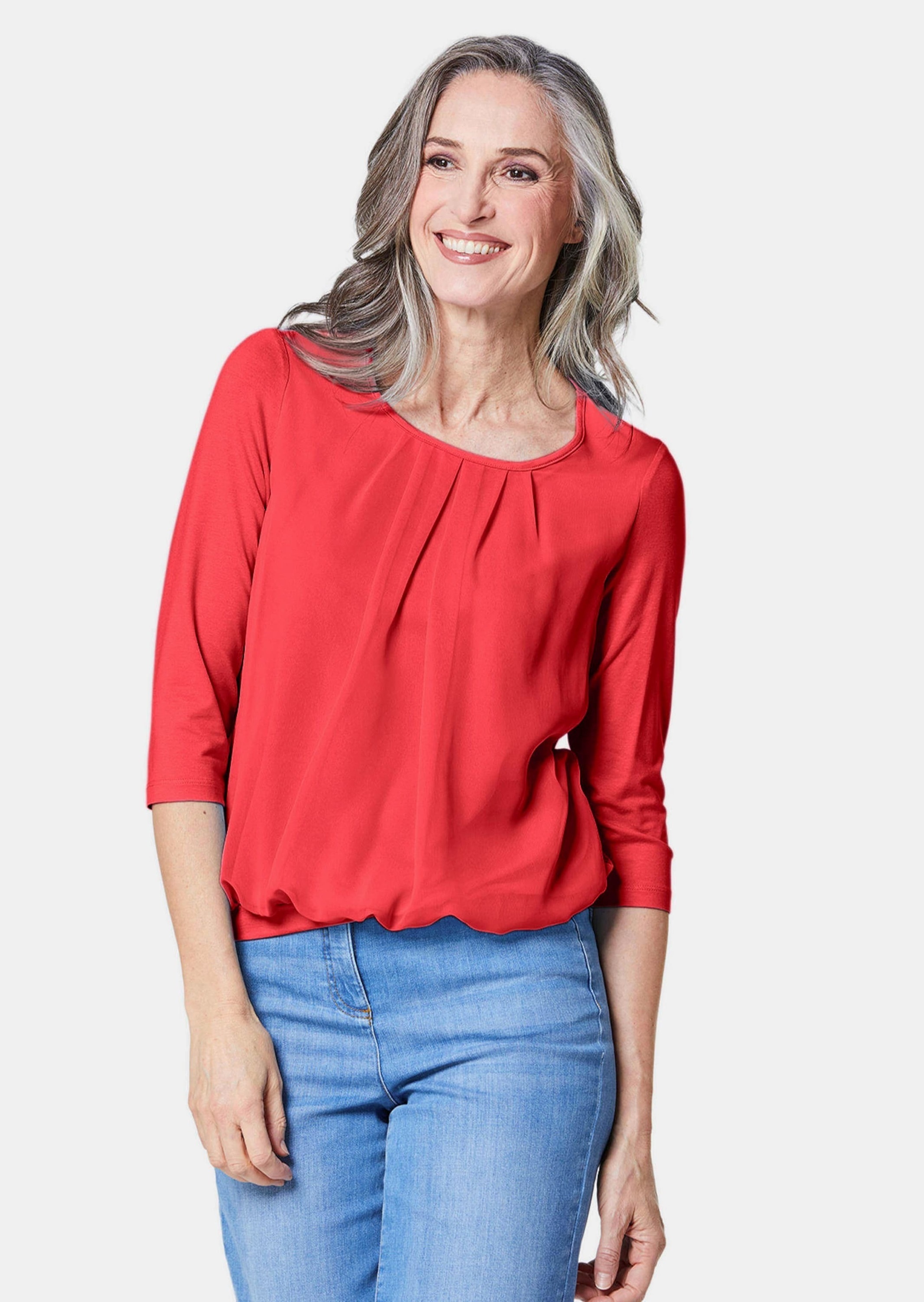 GOLDNER Kurzarmbluse »Blusenshirt Gepflegtes Shirt in eleganter Blusen-Optik«