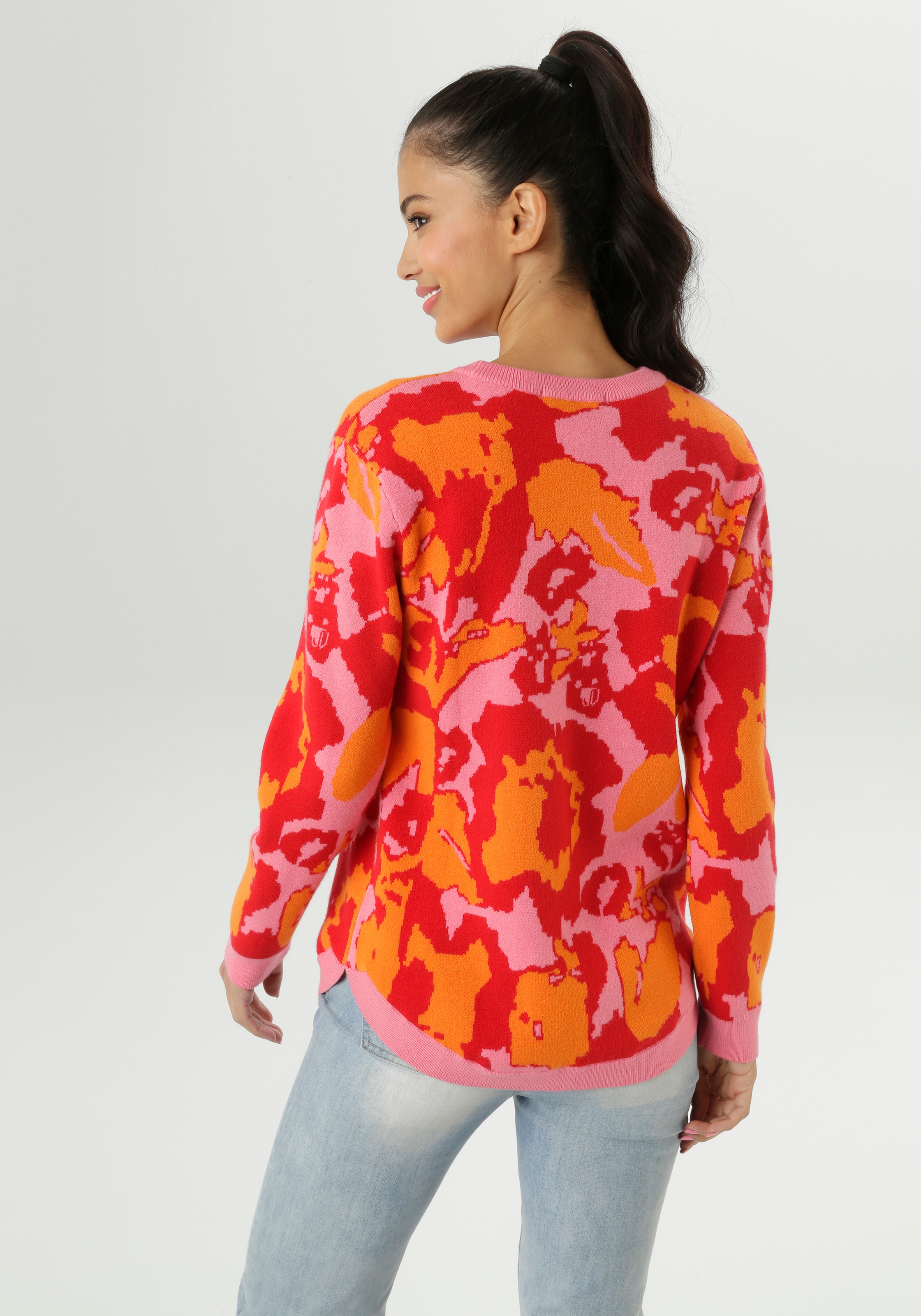 Aniston SELECTED Strickpullover, im auffälligen, floralen Muster und kräftigen Farben - NEUE KOLLEKTION