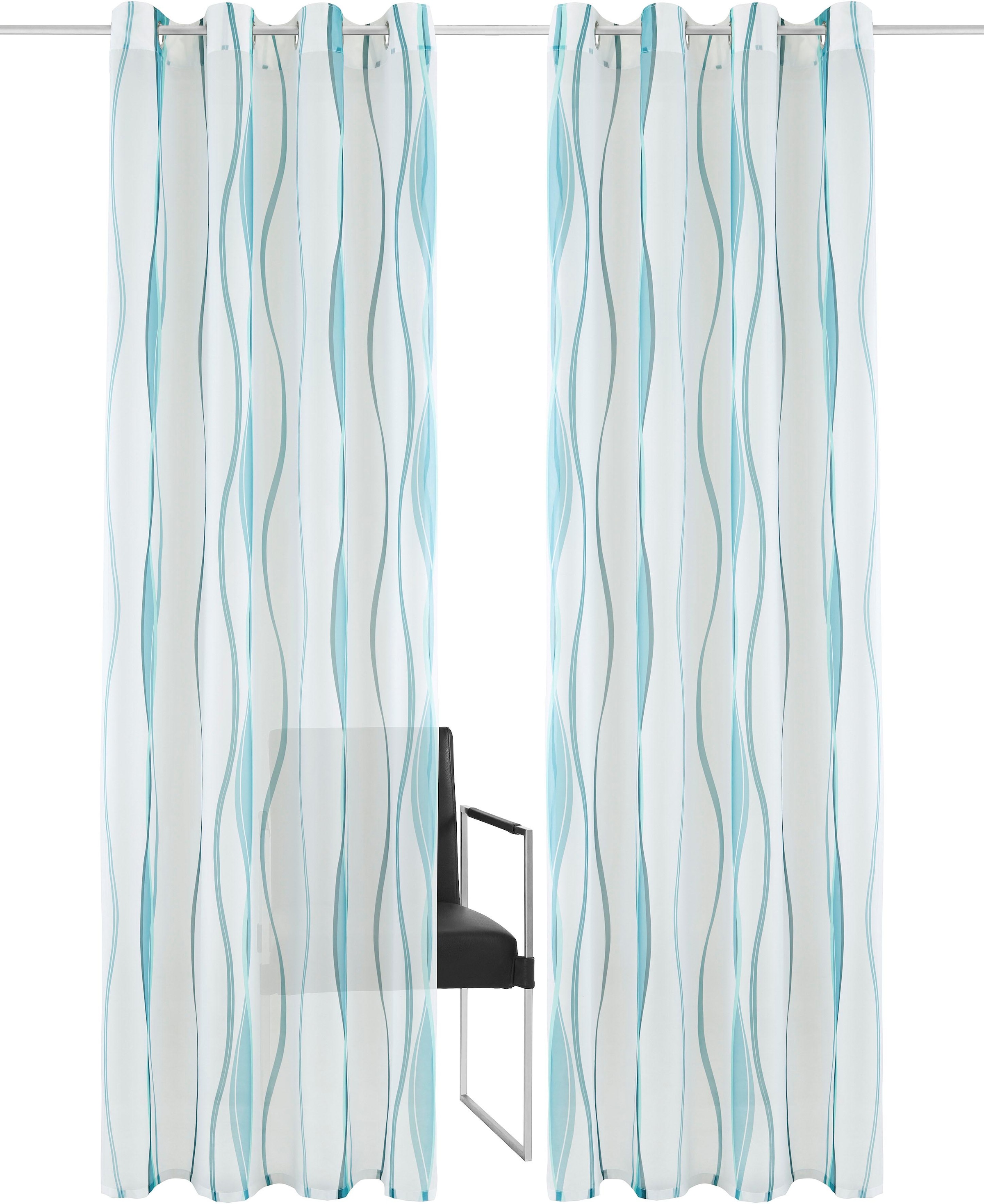 my home Gardine »Dimona«, (2 St.), 2-er Set, transparent, Voile, Polyester, Wellen