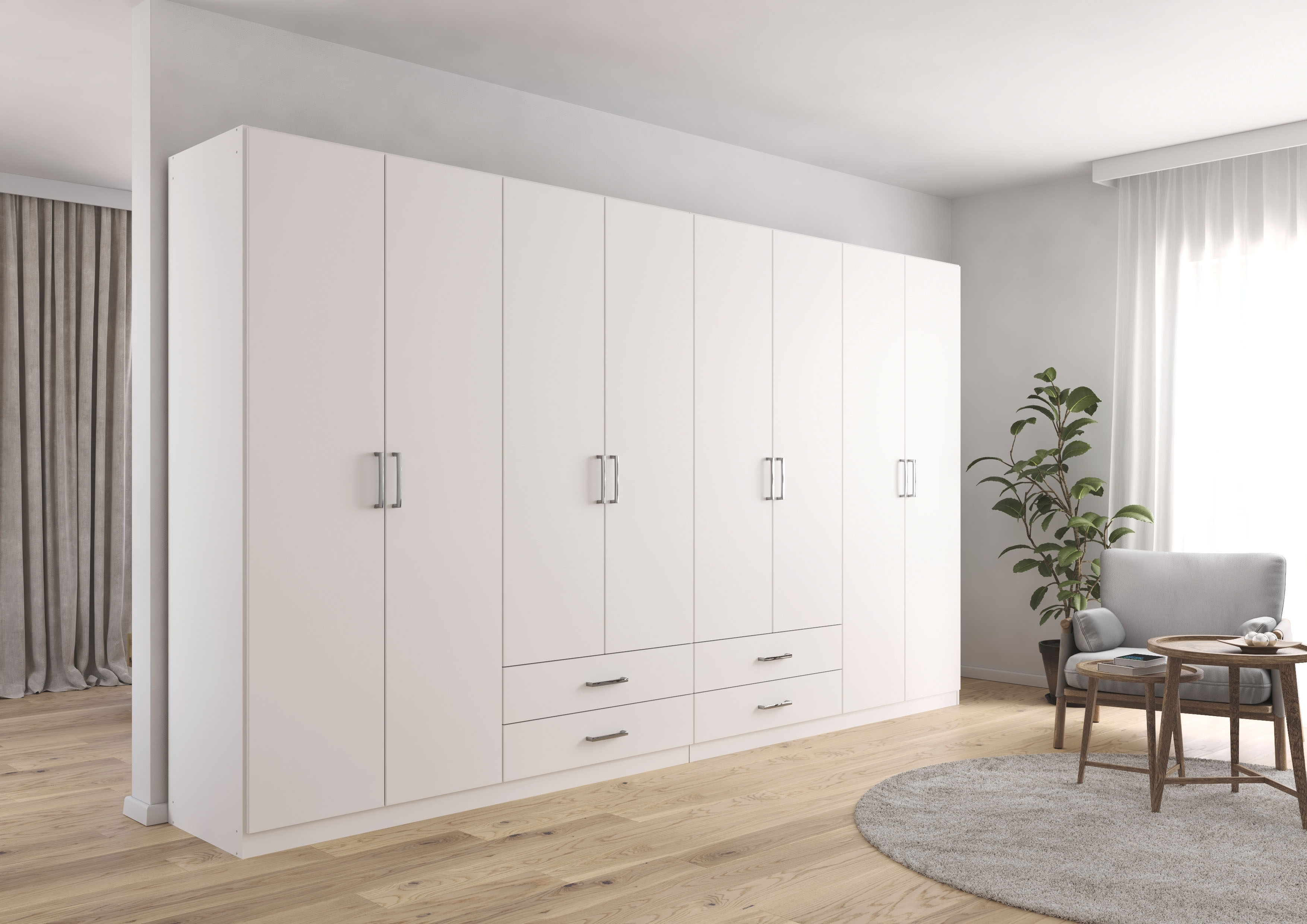 rauch Drehtürenschrank "Kleiderschrank Garderobe GAMMA Breiten 360 cm" in 3 Ausstattungen BASIC/CLASSIC/PREMIUM (inkl. SOFT-CLOSE-Funktion), mit Schubladen, verschiedene Griff-Varianten TOPSELLER MADE IN GERMANY