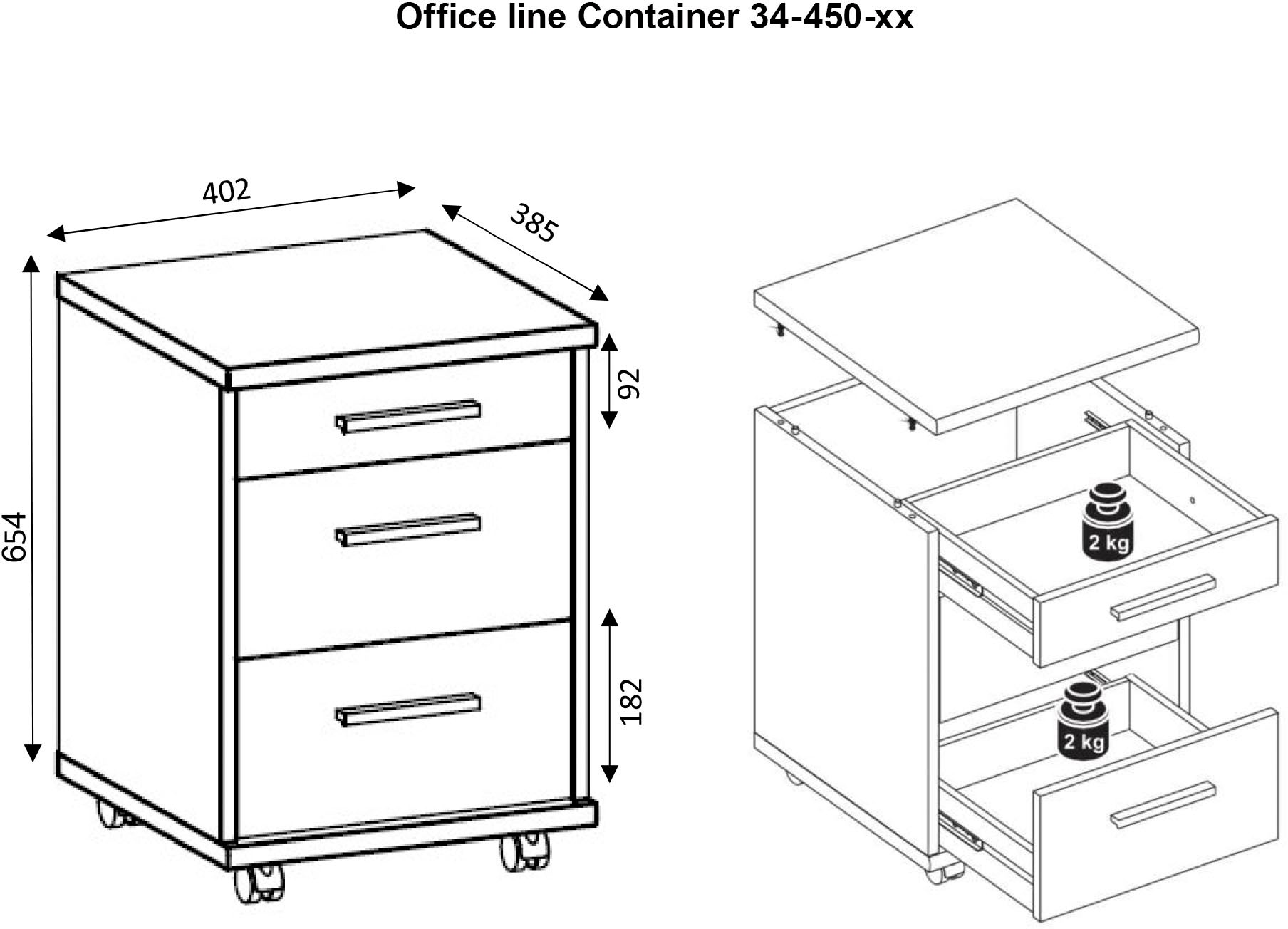 Schubladen, BAUR mit Rollbar« Rollcontainer BEGA »Büro-Rollcontainer Rollcontainer OFFICE |