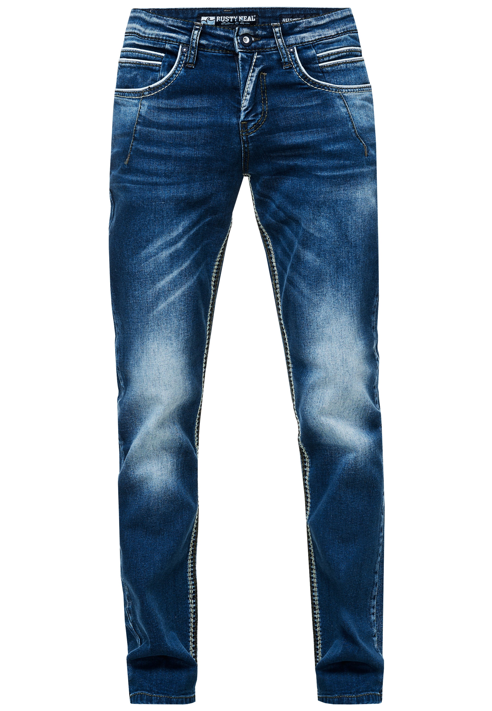 Rusty Neal Straight-Jeans, mit trendigen Kontrastnähten