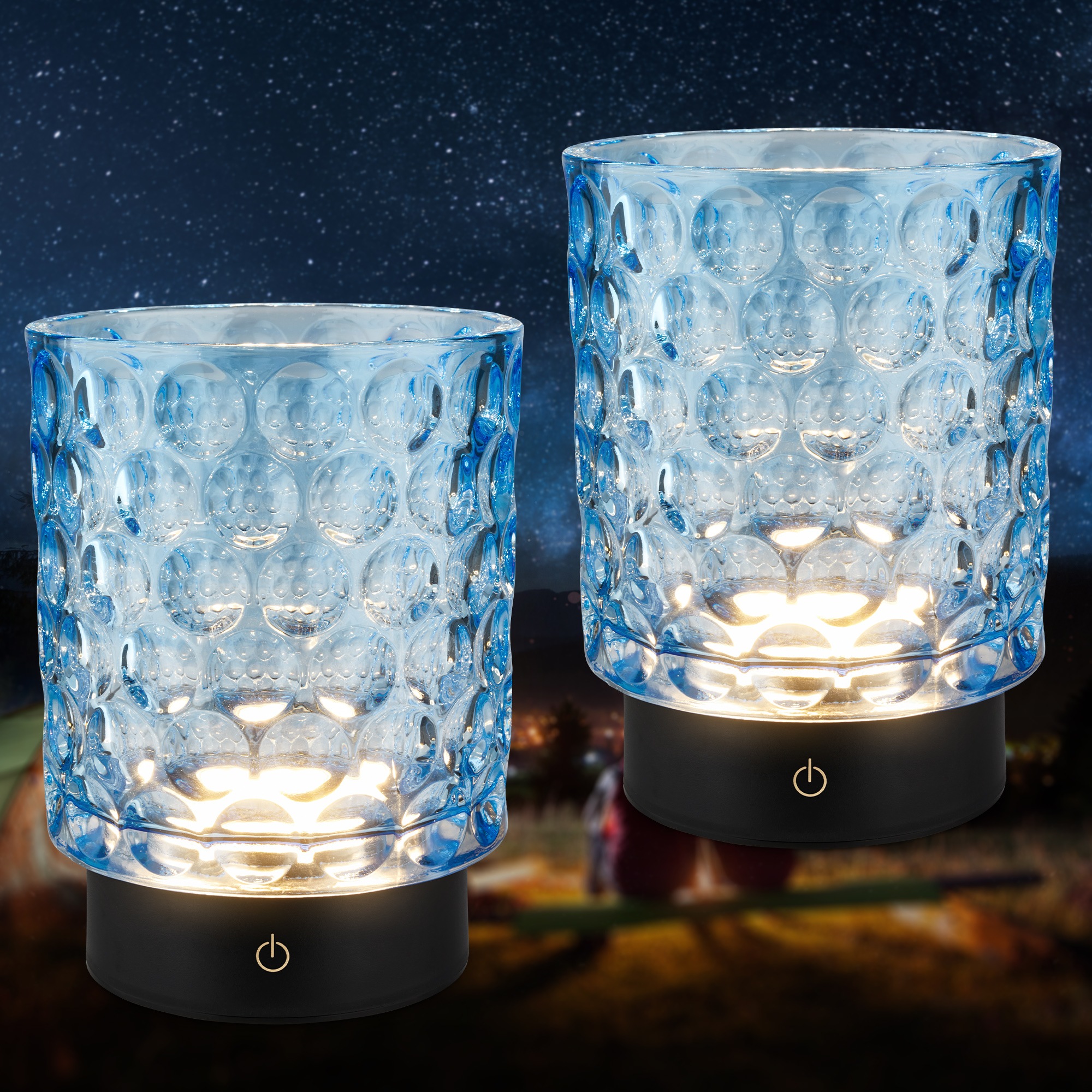 Briloner Leuchten LED Außen-Tischleuchte »SUNORA« LED-Board 2 Stk. Warmweiß kabellos 15 x 11 cm Blau 2W Wohnzimmer Flur Outdoor Aussen 2er-Set