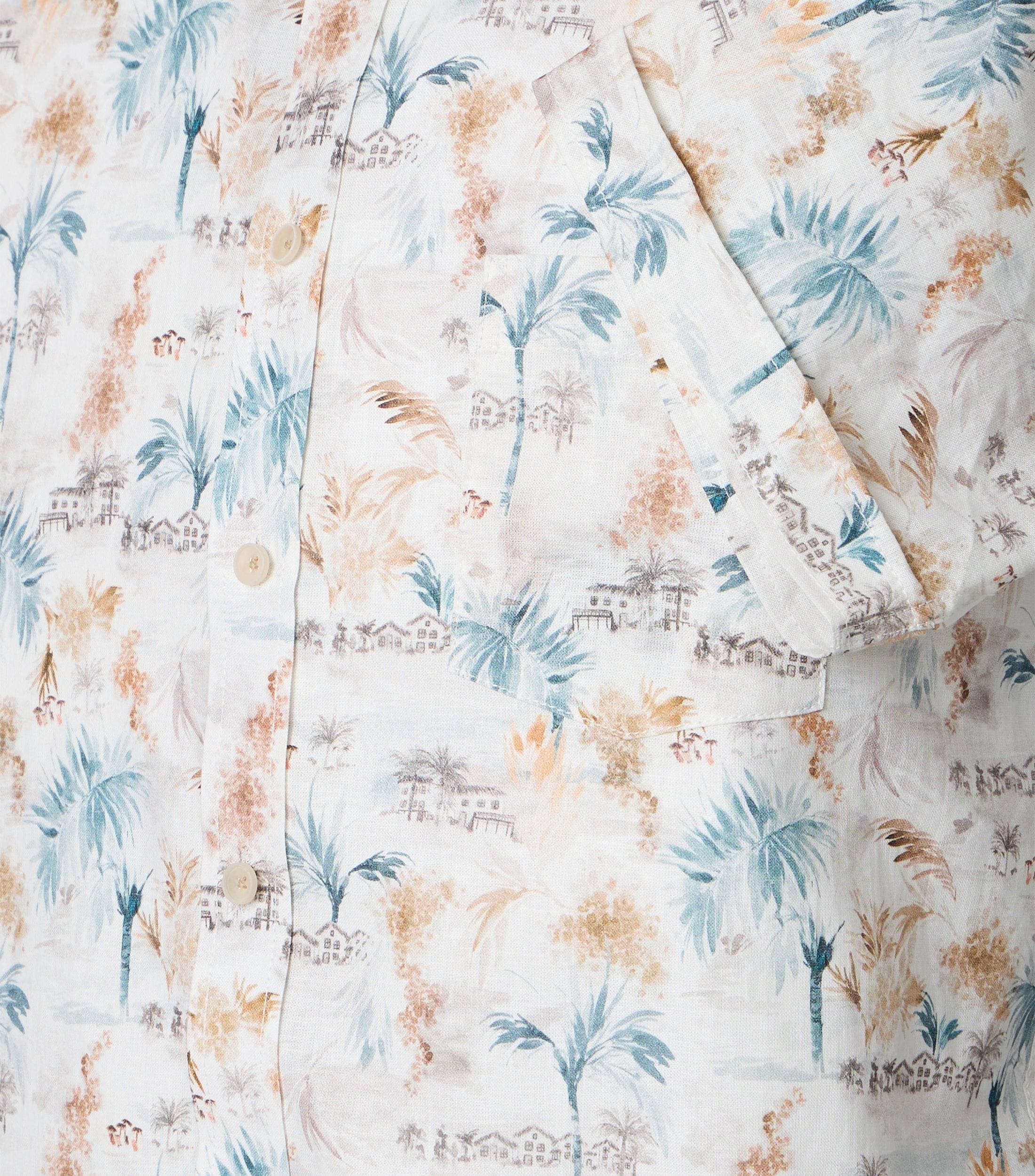 CASAMODA Kurzarmhemd »CASAMODA Leinenhemd Kurzarm Print«
