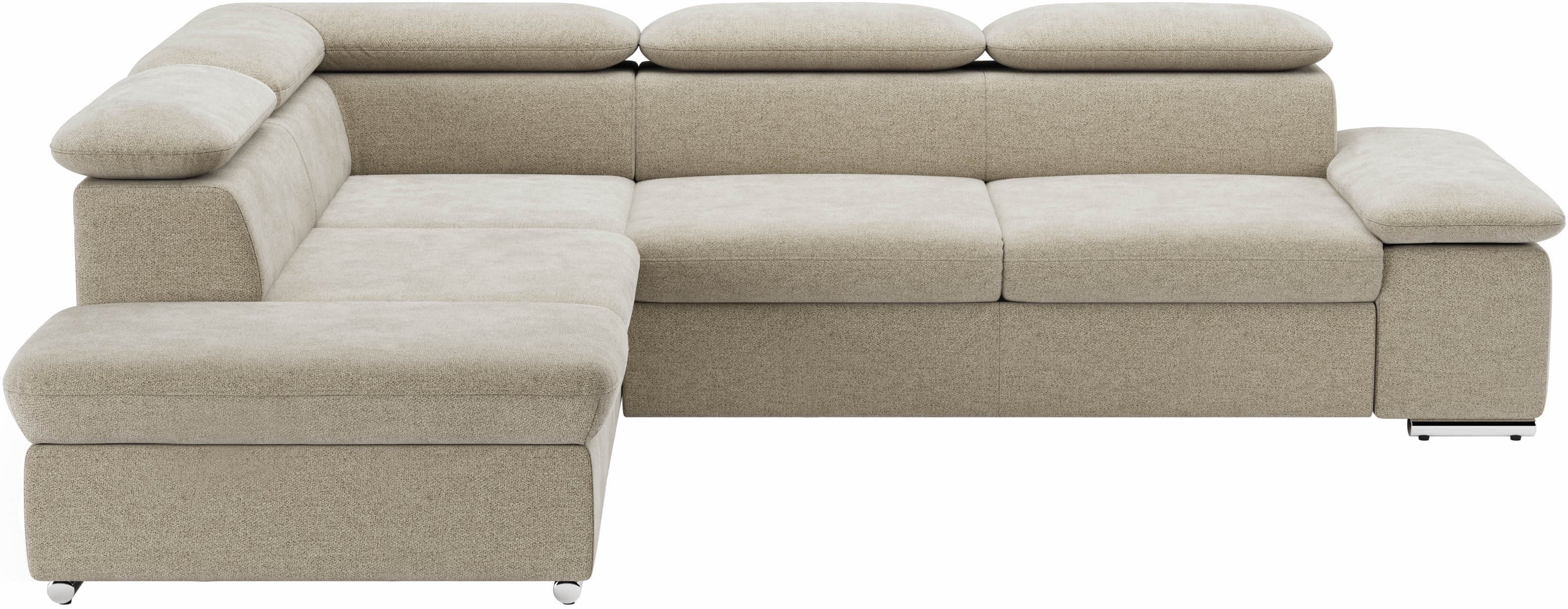 sit&more Ecksofa "Valantine L-Form, B: 272 cm, Armteilverstellung, Kopfteilverstellung" mit Schlaffunktion, Komfortsofa, modern