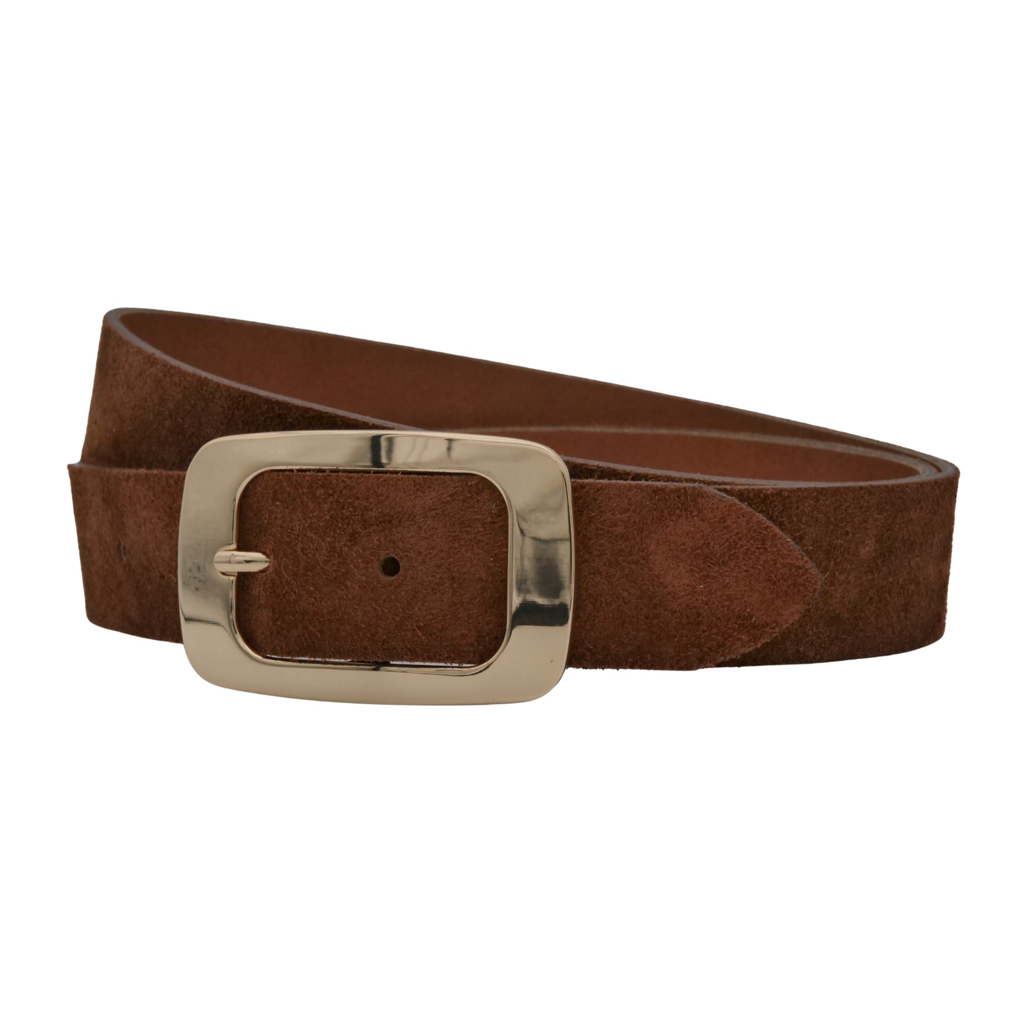 Ledergürtel ANNAMATONI "AnnaMatoni Damen Ledergürtel in hochwertigem Velour Leder 3,5cm", Damen, Gr. TW90 - 105cm Gesamtlänge, braun 650, 100% Leder, Gürtel Ledergürtel